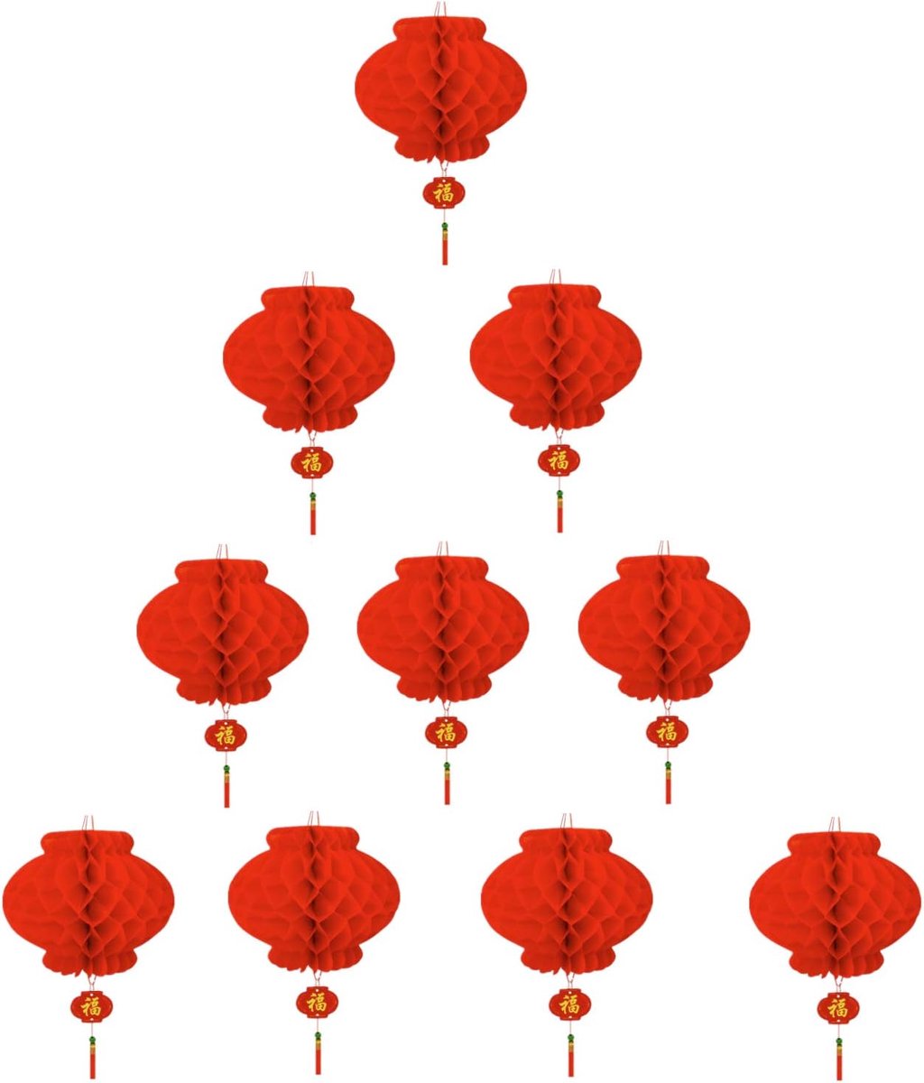 TAO Red Chinese Lantern Chinese New Year Decoration Restaurant Party Set of 10 (15cm) - ShopVlot