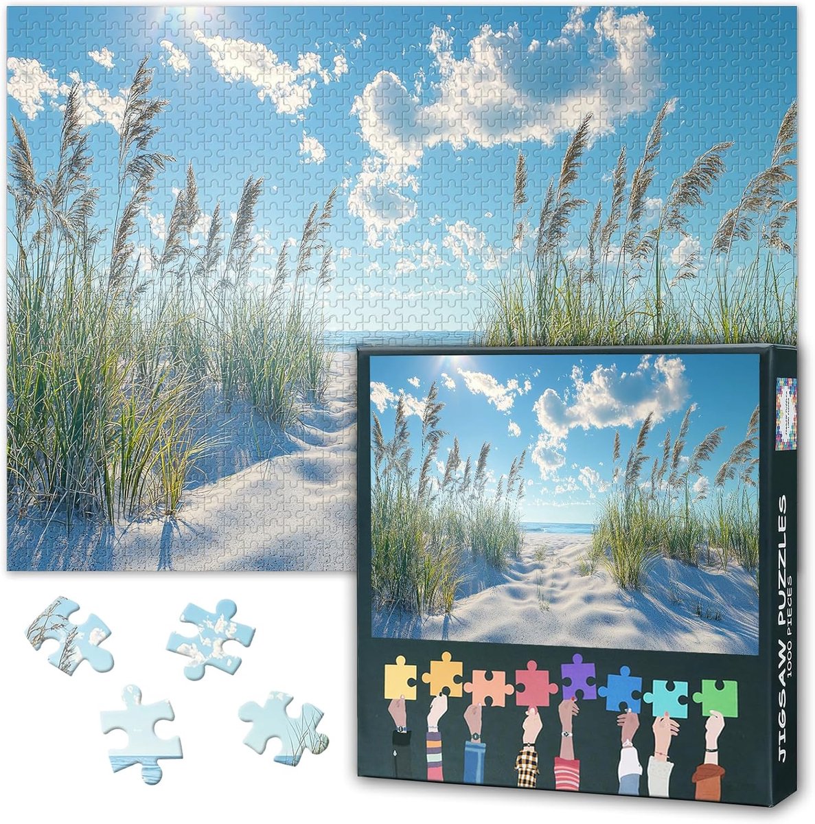 Puzzel 1000 Stukken - Kustduinen met Zeegras - Premium Karton - Ontspannen Activiteit - ShopVlot