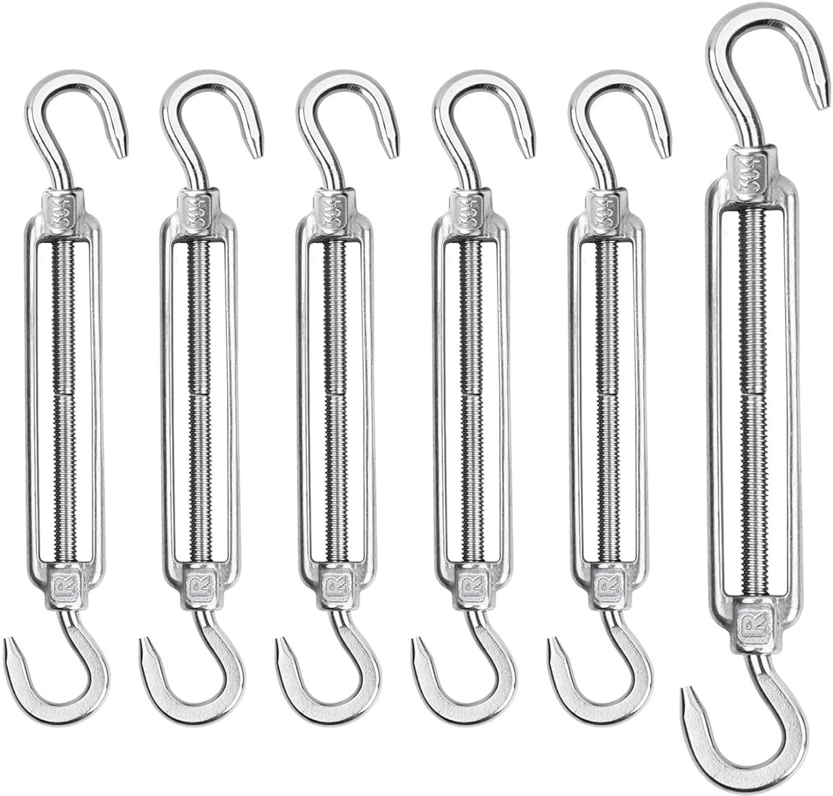 Turnbuckle set van 6 - M6 spanlock - RVS 304 - Voor verstelbare kabelspanning - ShopVlot