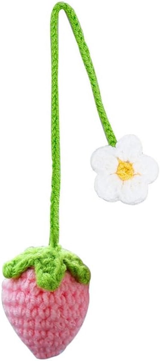 Auto hanger aardbei - gehaakt ornament - schattige decoratie - voor dames en meisjes - ShopVlot