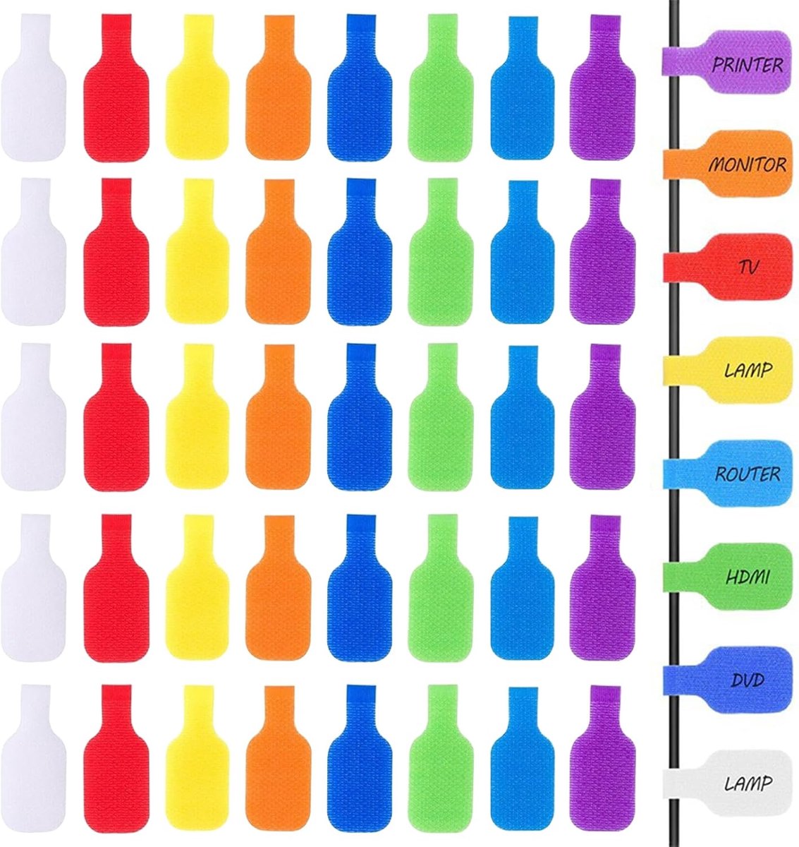 Nylon kabellabels 80 stuks - Multi-kleur 4,5 x 2 cm - Herbruikbare kabelmarkers - Duidelijk identificeren van kabels - ShopVlot