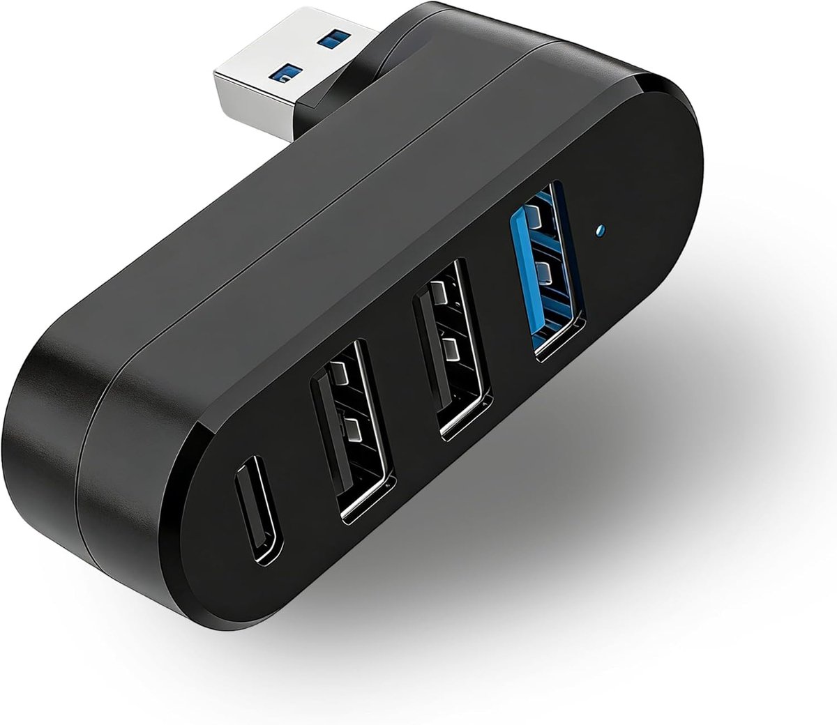 USB Hub 4-poorts - Mini 90°/180° draaibaar - USB 3.0 & Type-C - Ideaal voor laptop en desktop - ShopVlot