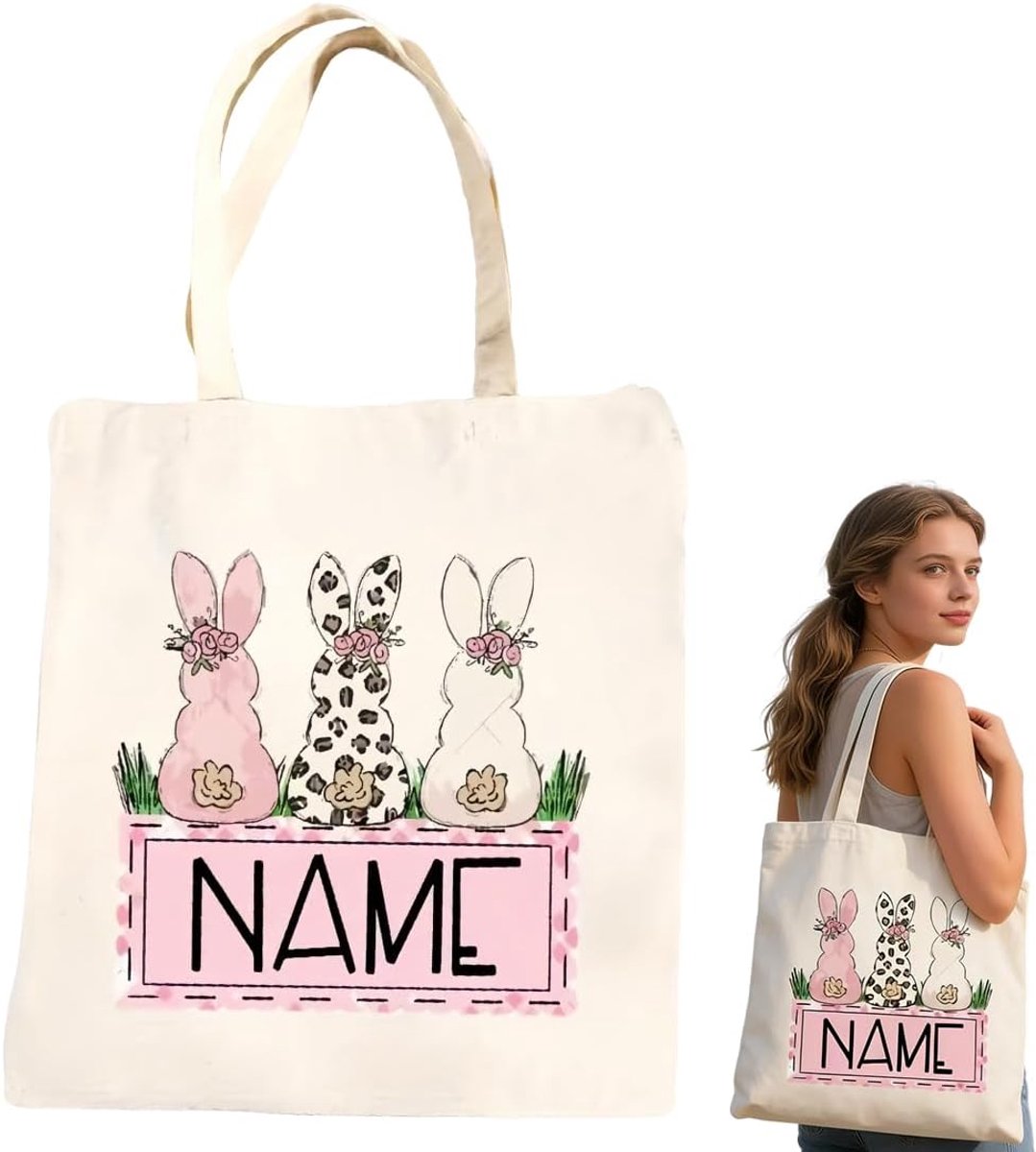Paasmand voor kinderen - roze jute tas met handvat - leuke paasbunny tas - perfect voor paaseieren - ShopVlot