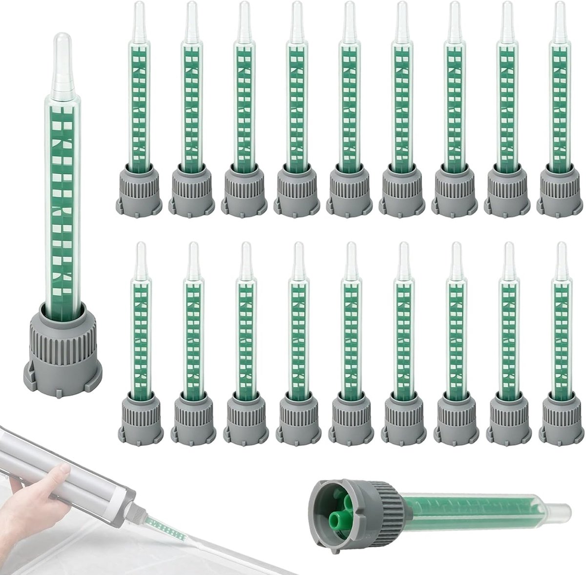 Statische mengstukken voor lijm 20 stuks - 2K kunststoflijm - 1:1 mengverhouding - efficiënt lijmen - ShopVlot