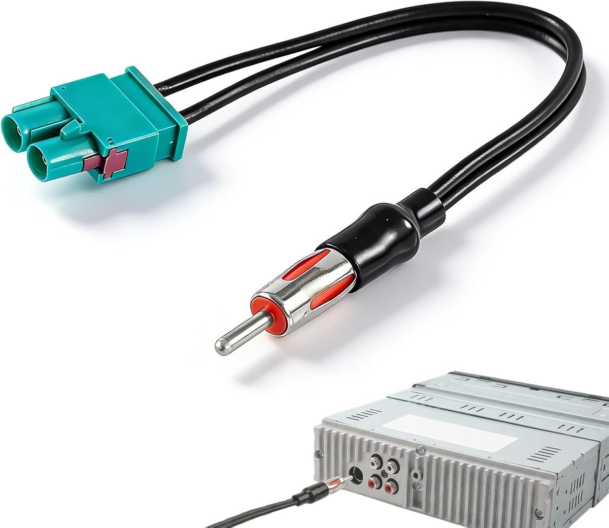 Antenneadapter Dual Fakra Z naar DIN 30cm - RG174 50 Ohm - voor FM/AM DAB+ GPS - Eenvoudige installatie - ShopVlot