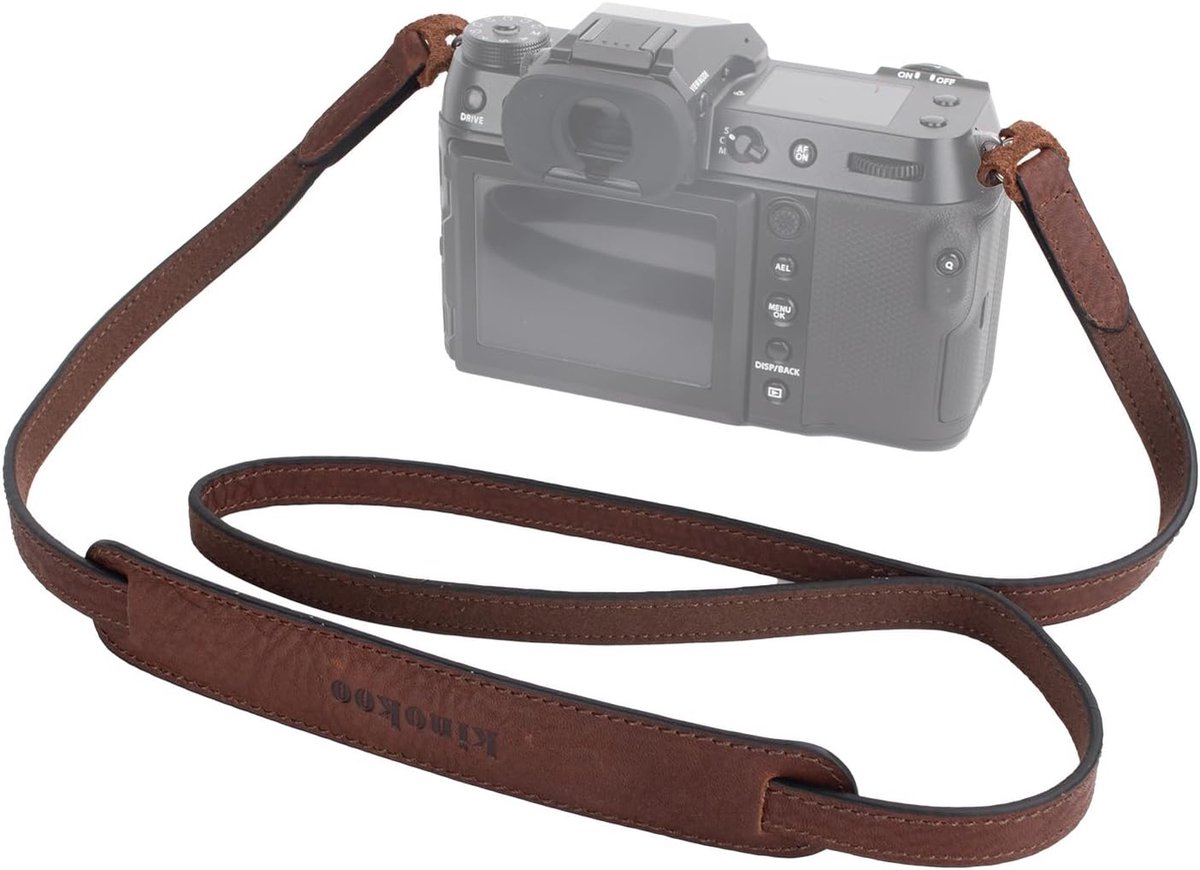 Camera schouderband 110cm - echt leer - driehoekige ringen - comfortabel gebruik - ShopVlot