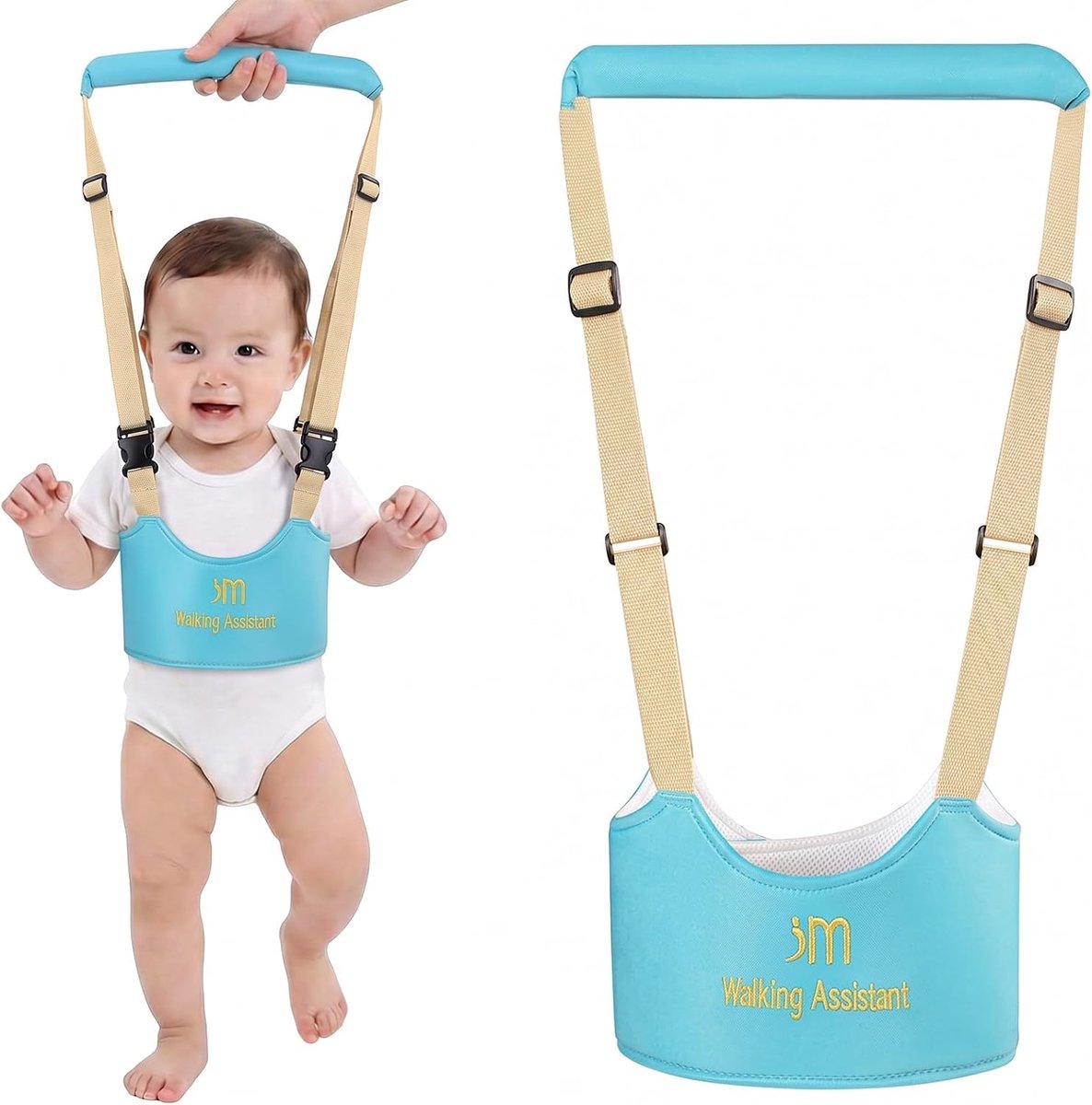 Babyharnas om te lopen - verstelbaar 6-24 maanden - hemelsblauw - veilige leerriem voor eerste stappen - ShopVlot