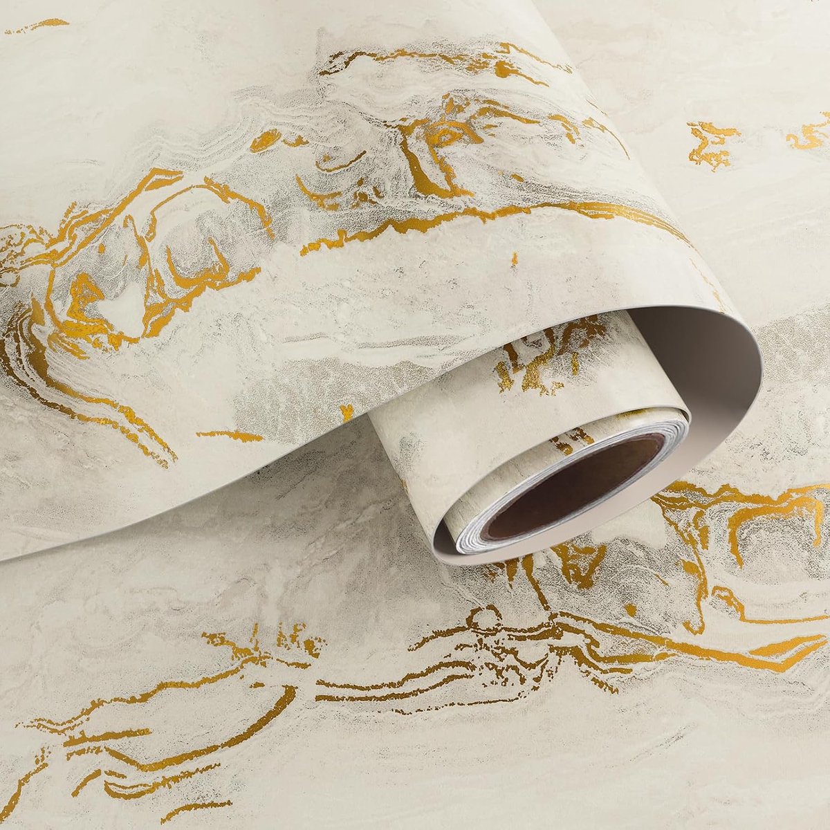 Behang zelfklevend 40 x 200 cm - marmer beige goud - matte afwerking - elegant voor meubels - ShopVlot