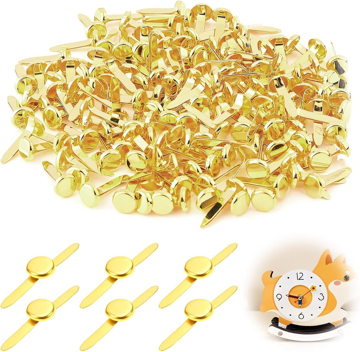 Mini-brads 200 stuks - 8 x 19 mm - metalen clips - ideaal voor scrapbooking - ShopVlot