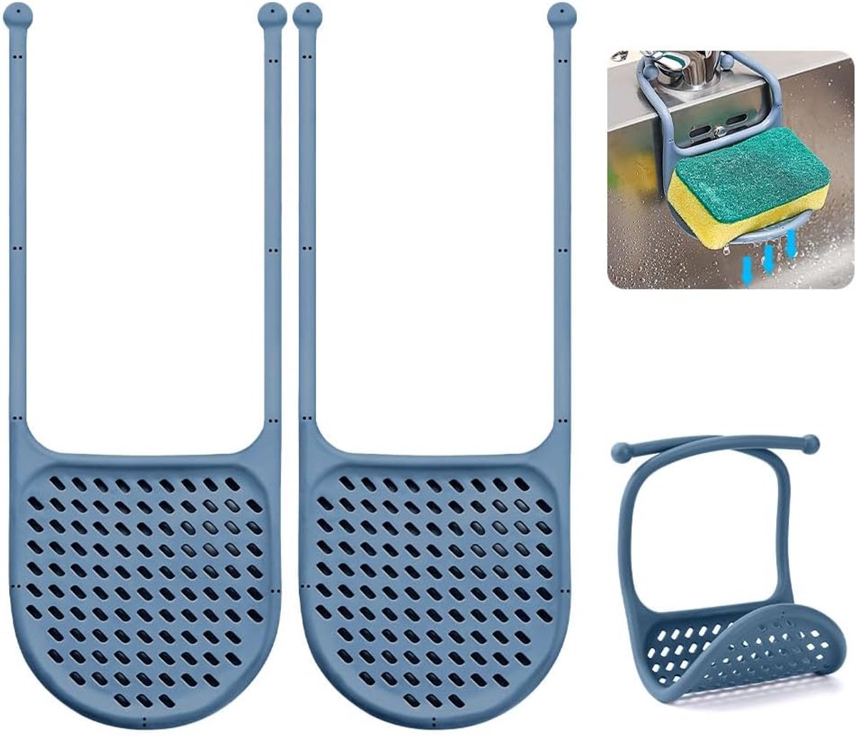 Sponshouder set van 2 - verstelbare silicone zuignap - snel drogen - ruimtebesparend - ShopVlot