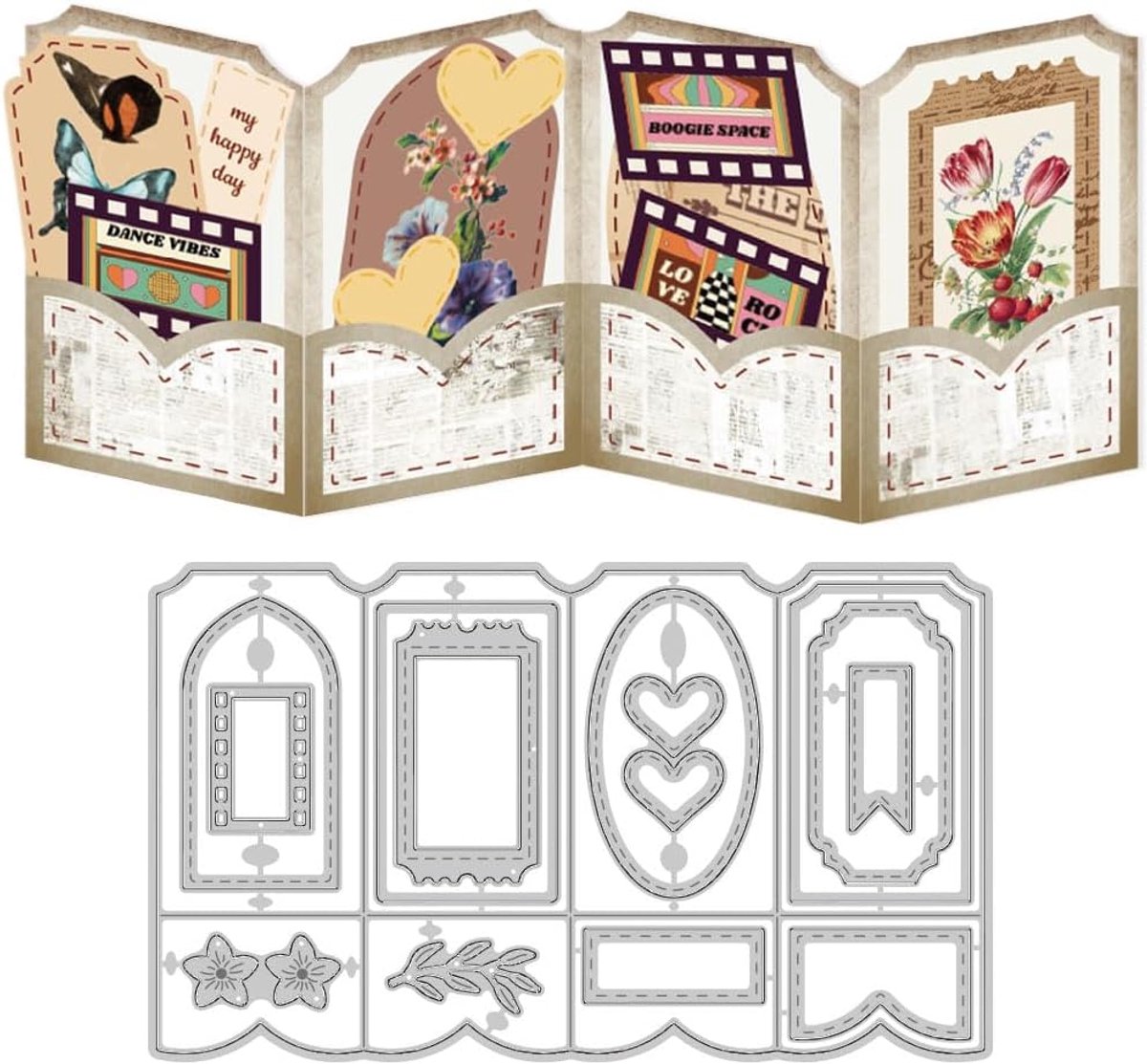 Vouwbare wenskaarten snijtemplates - staal - 3D effect - voor DIY verjaardag decoratie - ShopVlot