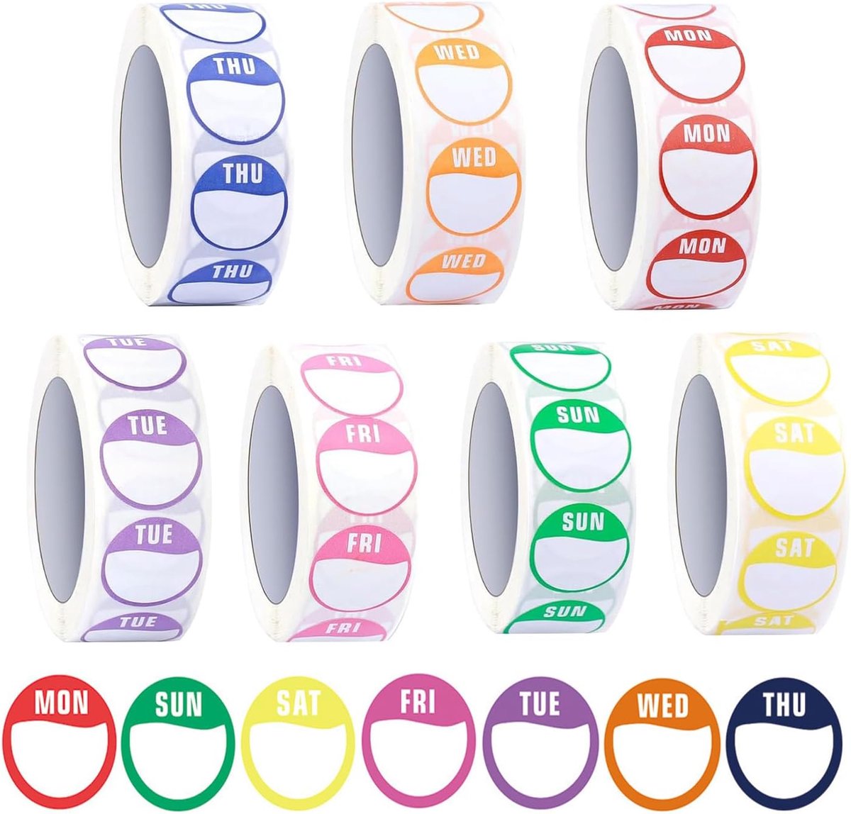 Weekday Labels, 3500 Pieces Food Labels, Day Dots, 7 Rolls, Removable Weekday Stickers for Industrial Kitchens and - ShopVlot