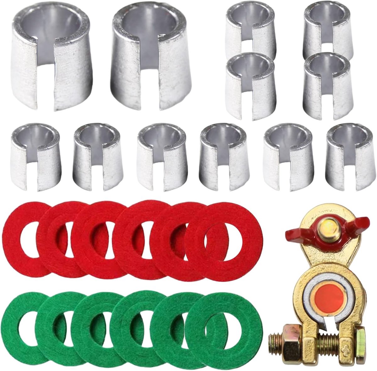 6 Pairs Battery Terminal Sleeves & Anticorrosive Rings, Auto Positive and Negative Mail Battery Connection Adapter - ShopVlot