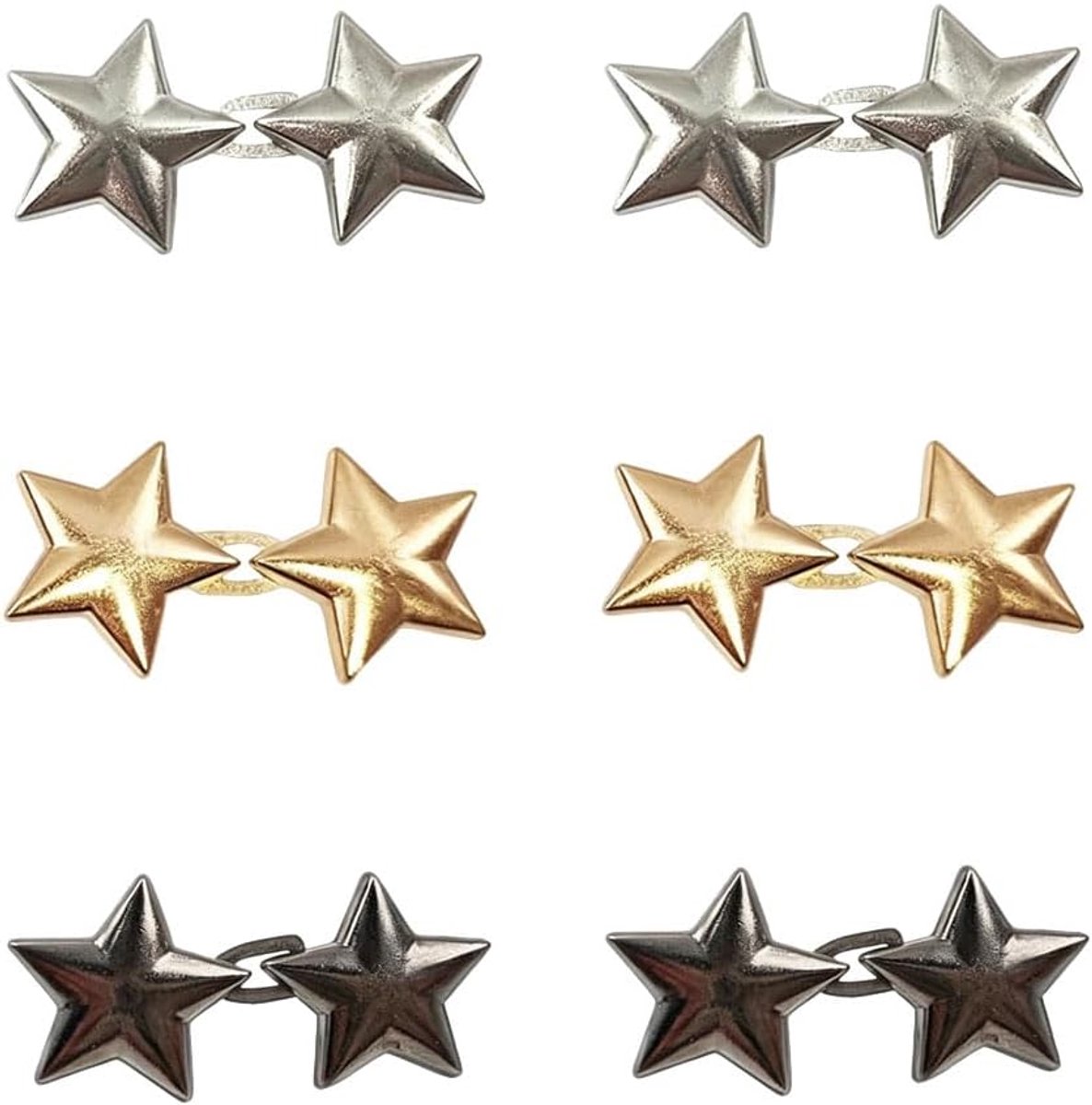 Vaniik Star Jean Waist Tightener Clips, 6 Gold Silver Black No Sewing Adjustable Waistband Buttons Reusable Metal - ShopVlot
