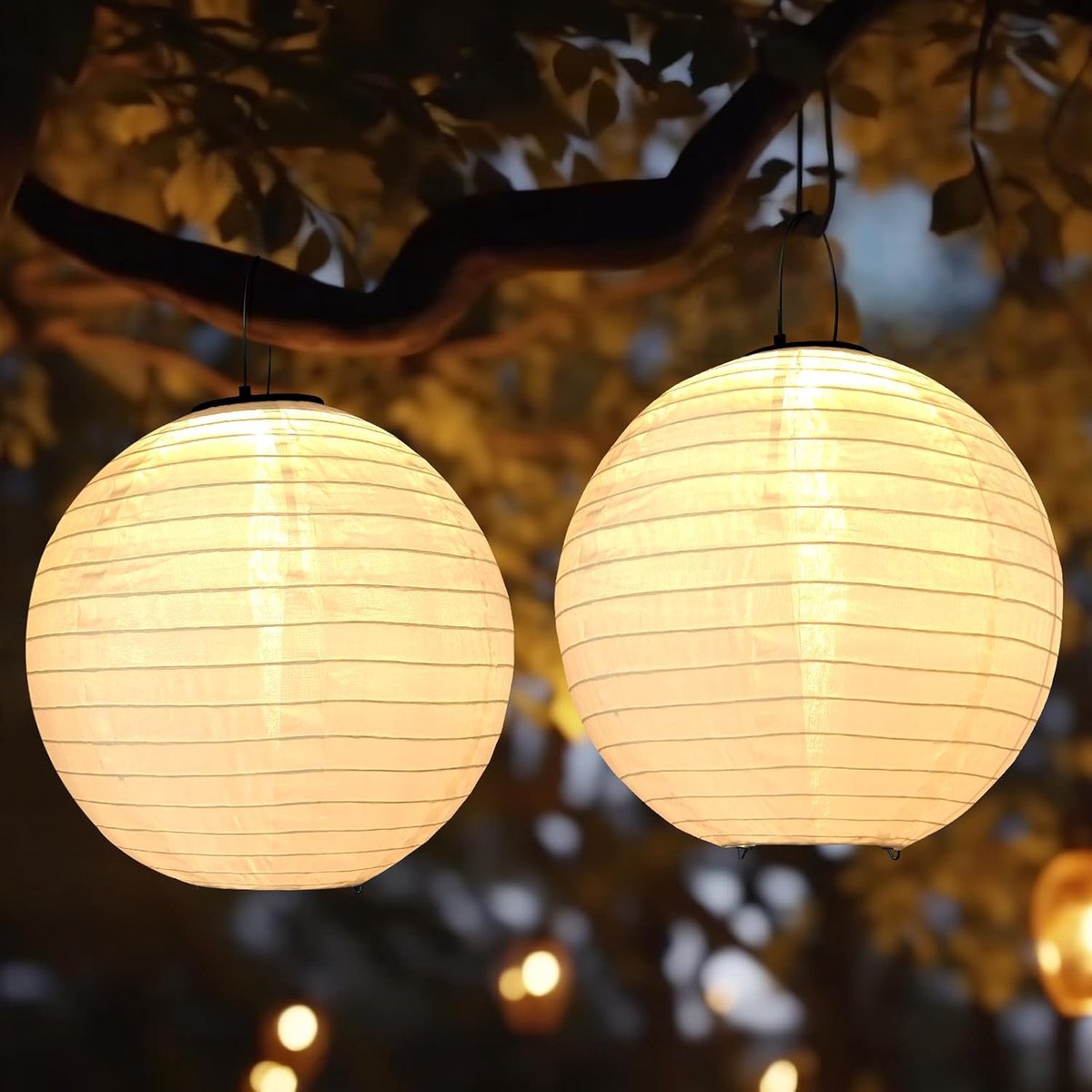 Solar Lantern Outdoor Weatherproof 2 Pack 30 cm Waterproof Warm White Hanging Garden Lantern for Garden, Patio, Yard - ShopVlot