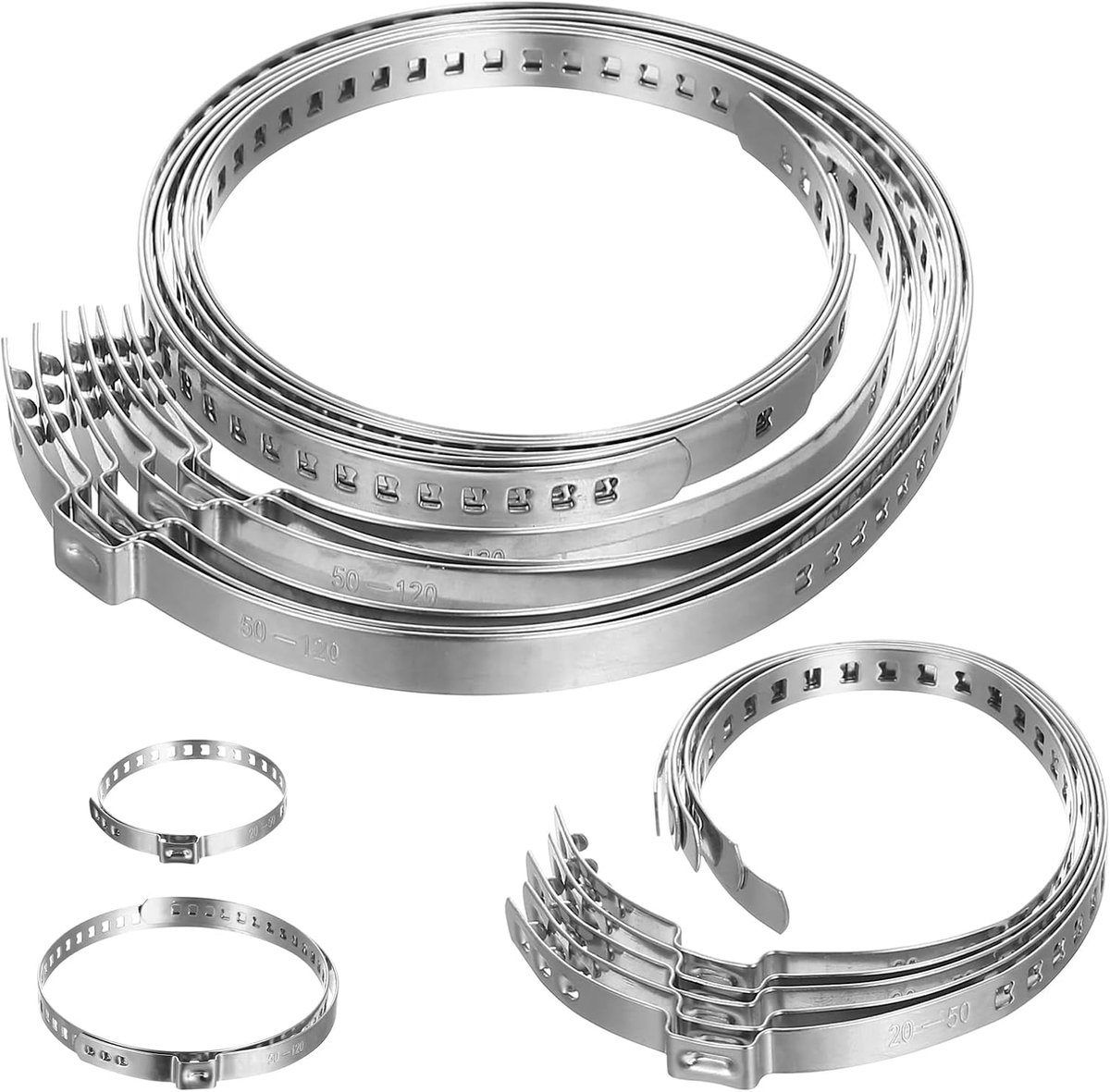 12pcs CV Boot Clips, CV Boot Clamp Kit, 20-50mm 50-120mm Adjustable Stainless Steel Hose Clamps, Hose Clamps, Drive - ShopVlot