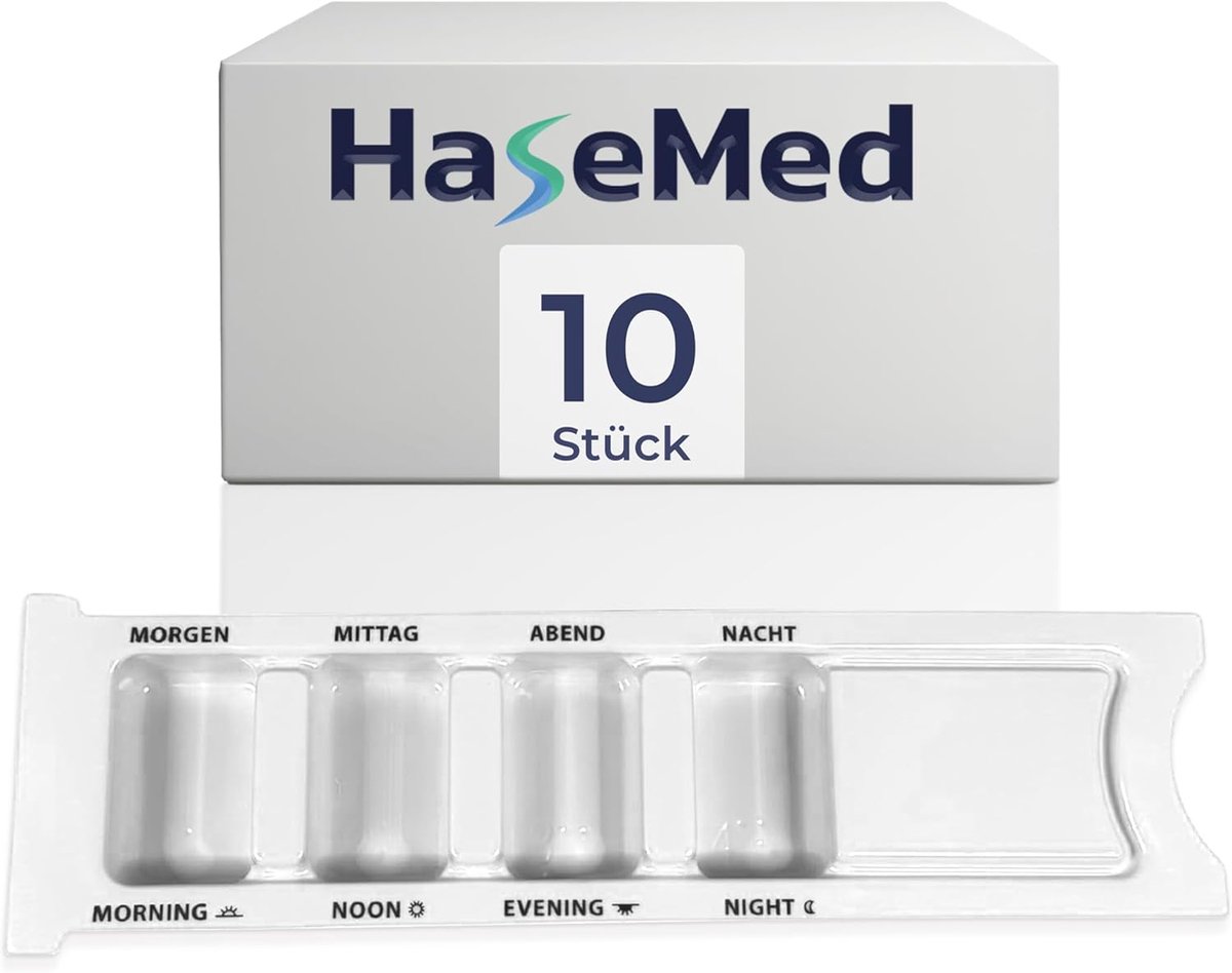 HaseMed Medicijndispenser, 10 stuks, 4 vakken voor 1 dag, tablettenbox met blindenschrift, schuifdeksel en tekstveld - ShopVlot