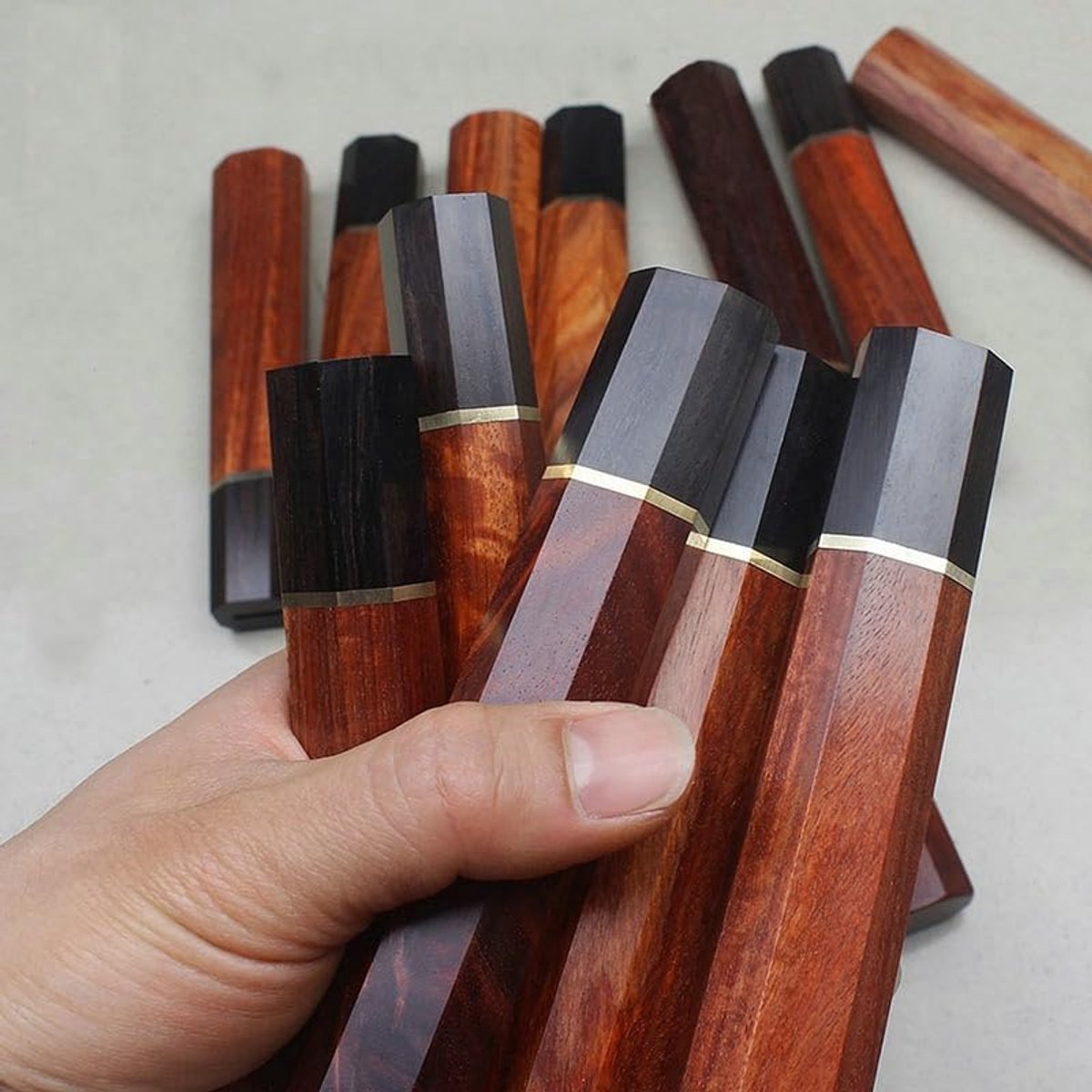 1 Piece Japanese Style Blood Sandalwood Octagonal Wooden Knife Handle DIY Japanese Beef Knife Handle Willow Chef - ShopVlot