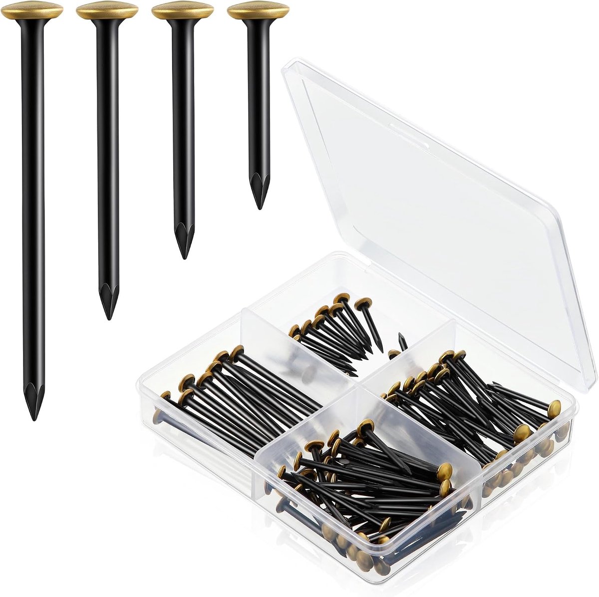 Enhon 120 Nail Set for Paintings (20/25/30/40mm) - Stainless Steel Nails with Gold Head for Concrete, Brick & Wood - ShopVlot