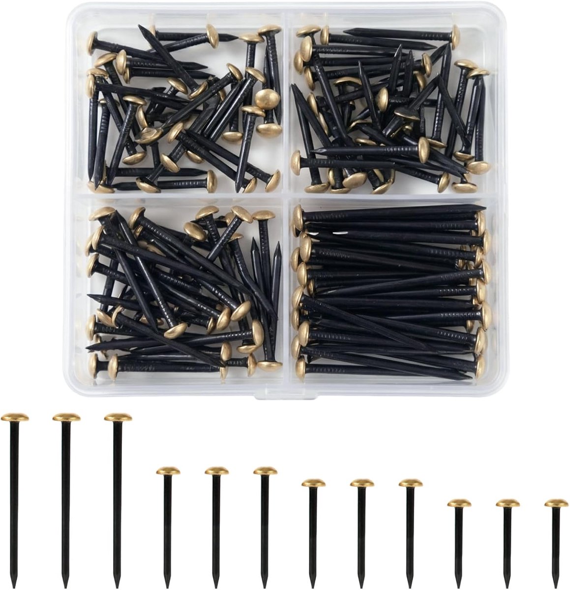 140 stuks nagels, 20/25/30/40 mm, frame met goudkleurige kop, gemengde wandnagels voor het ophangen van lijsten - ShopVlot