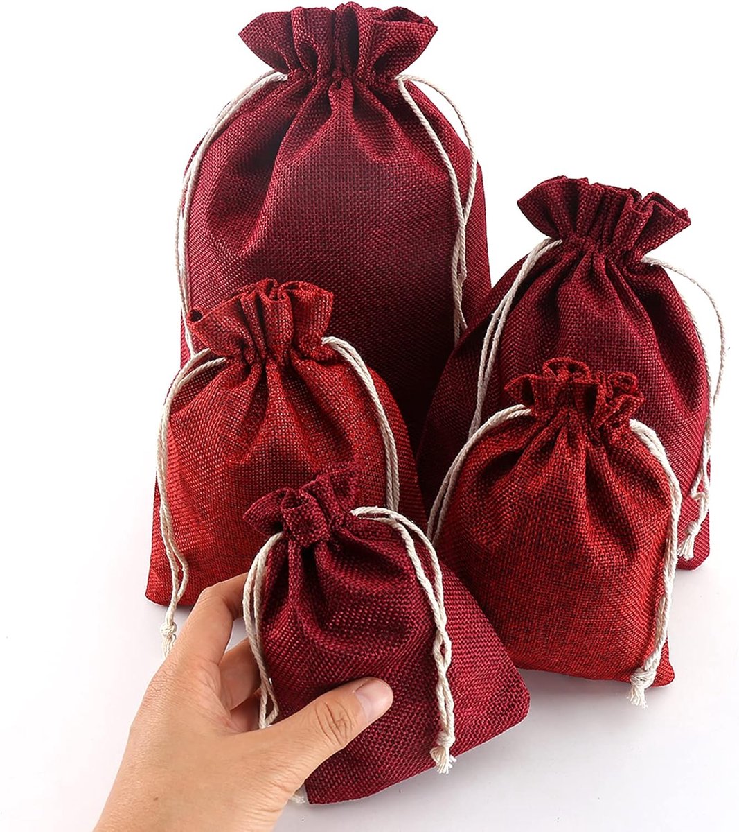YIEUR Pack of 15 Jute Bags Advent Calendar Bags for Wedding, Engagement, Advent Calendar (Red 17 x 23 cm) - ShopVlot