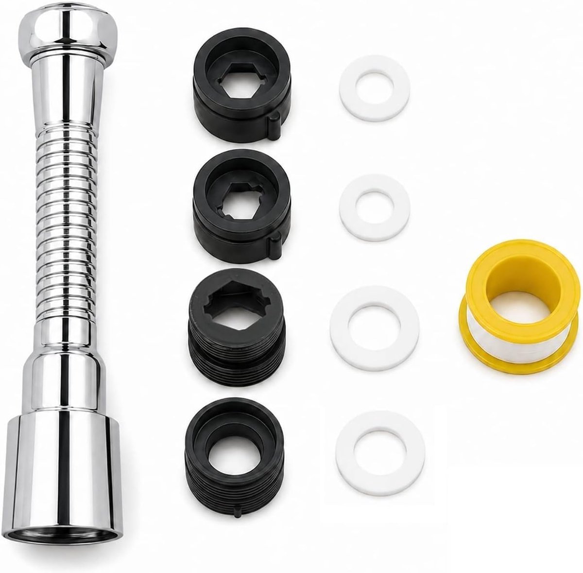 Kraanverlenging 14 cm, flexibele kraan voor keuken met 2 straalmodi, waterbesparend, spatbescherming, adapter - ShopVlot
