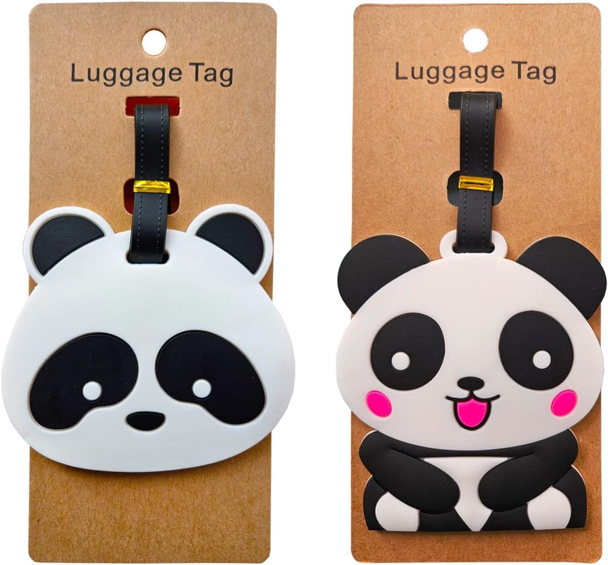 2 Pcs Luggage Tags, Cute Panda Suitcase Tags with Name ID Card, Silicone Safe Suitcase Tags for Travel, Perfect for - ShopVlot