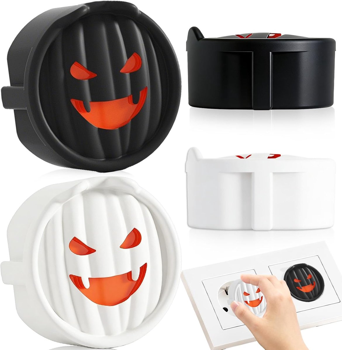 4X Ghost Smile Stopcontactafdekking, Aanraakbeveiliging Stopcontact, F-Type Stopcontactafdekking van Siliconen - ShopVlot