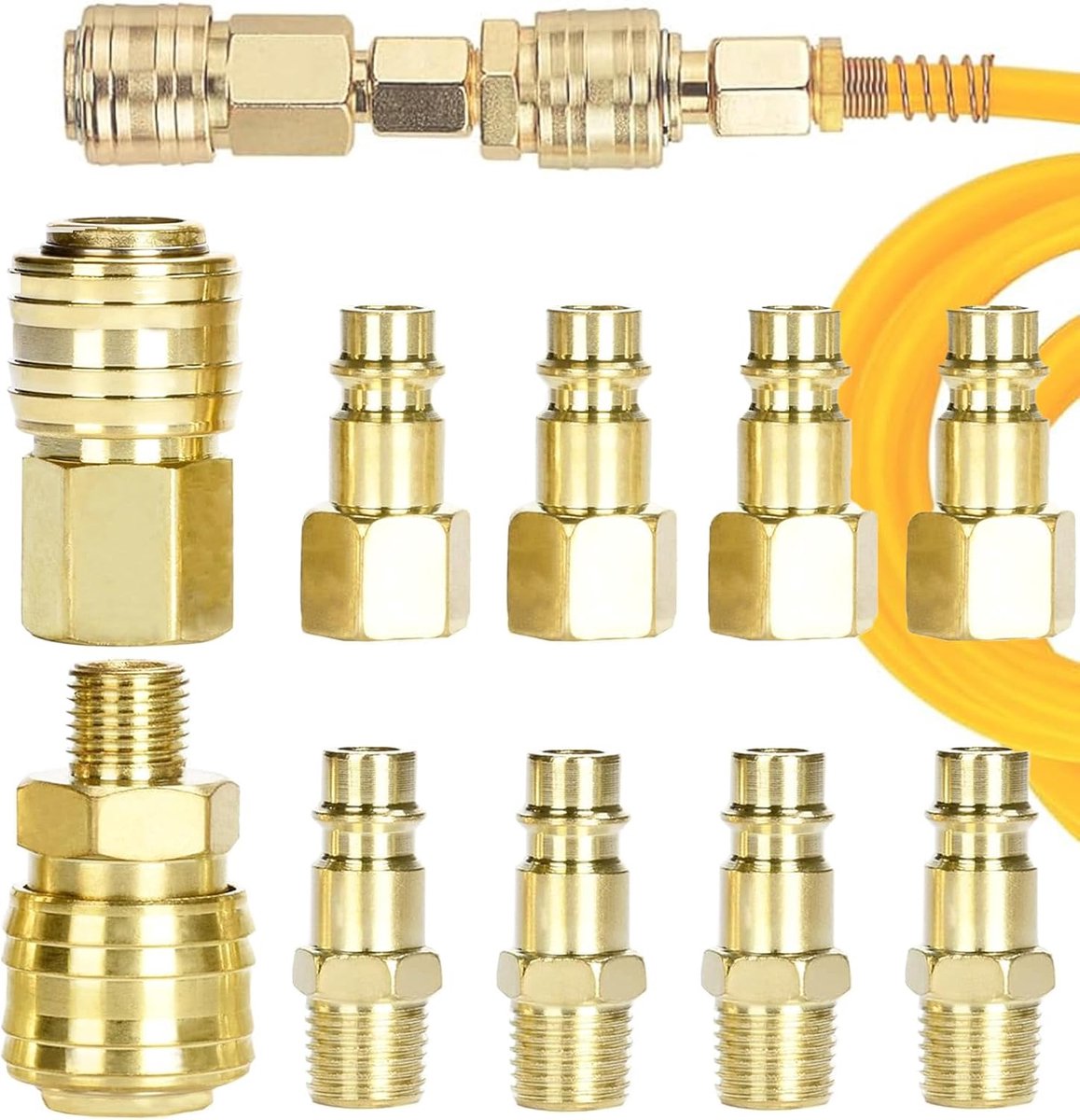 10pcs Air Coupling And Plug Kit, Euro Air Line Connectors, Couplings Air Hose, 1/4" Bsp Euro Airline Hose Compressor - ShopVlot
