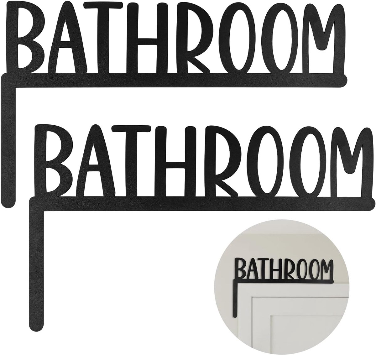 2PCS Bathroom Metal Door Signs Decorative Bathroom Door Decor for Home, Toilet and Powder Room - ShopVlot