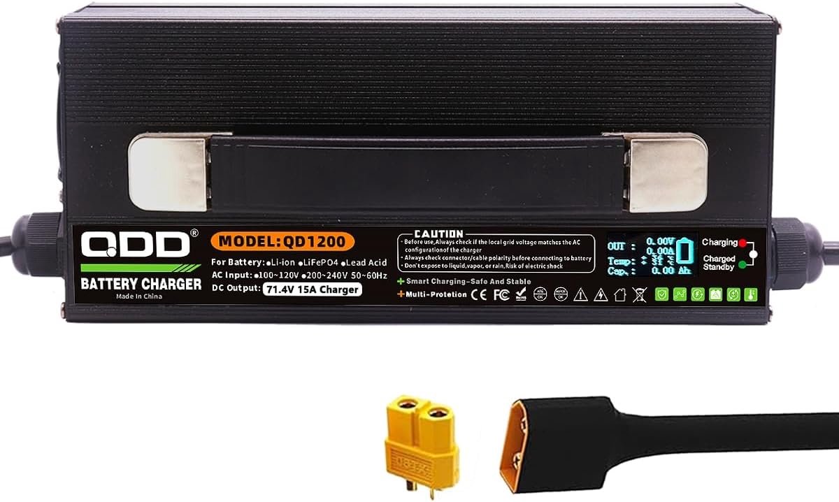 QDD 62.9V Lithium Battery Charger 71.4V 17S 15A High-Power Smart OLED Display Charging - ShopVlot