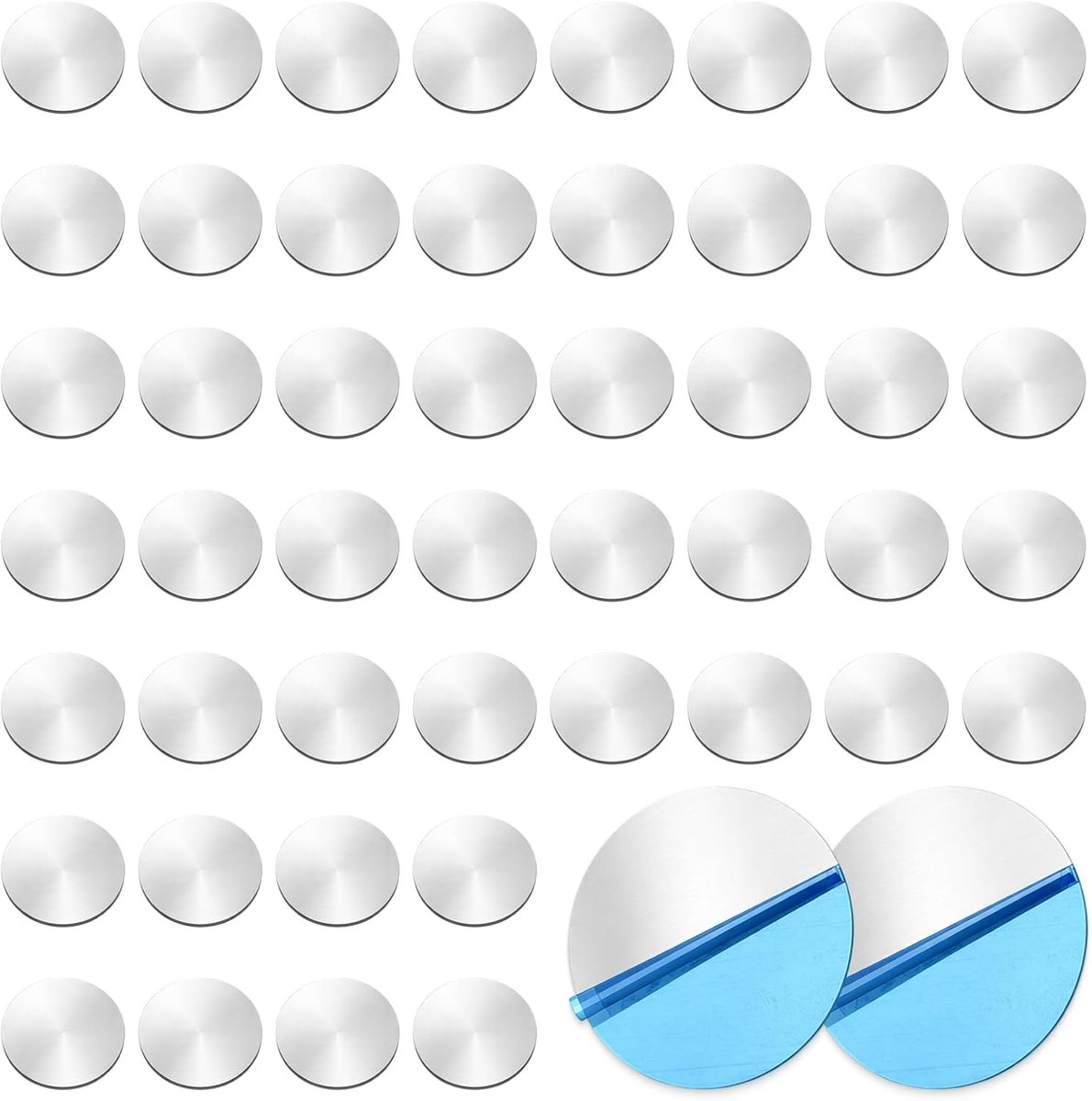 50 stuks metalen plaatjes, zelfklevend, ronde metalen magneten, zelfklevend, voor plank, koelkast, mobiele - ShopVlot