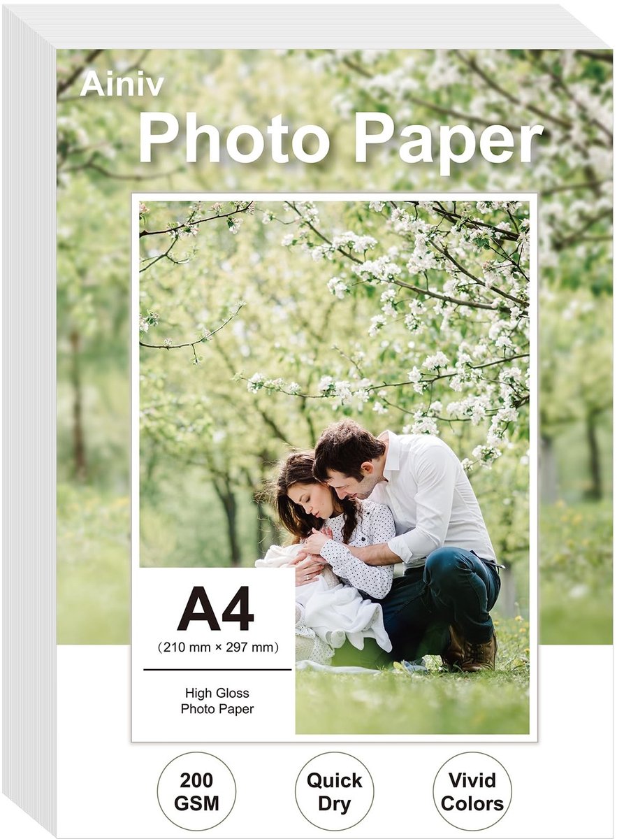 Solidchoice - 100 Vellen Glanzend Fotopapier A4 200gsm voor Printers