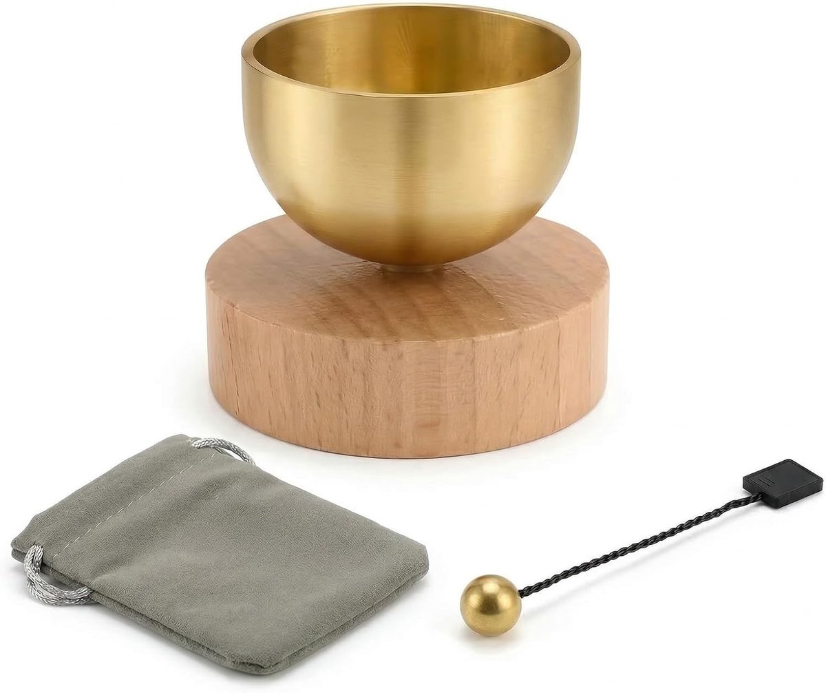 Meditatiebel voor stressvermindering - kleurrijke klankschaal - handgemaakt messing - bevorder ontspanning - ShopVlot