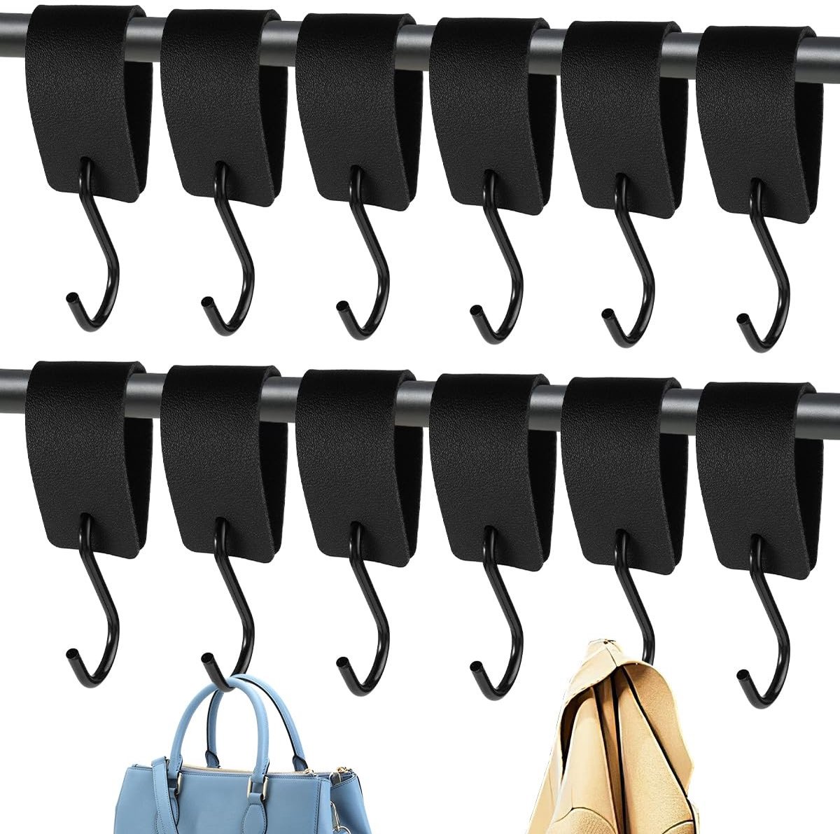 Solidchoice - Set van 12 Multifunctionele S-Haken met Leren Lus