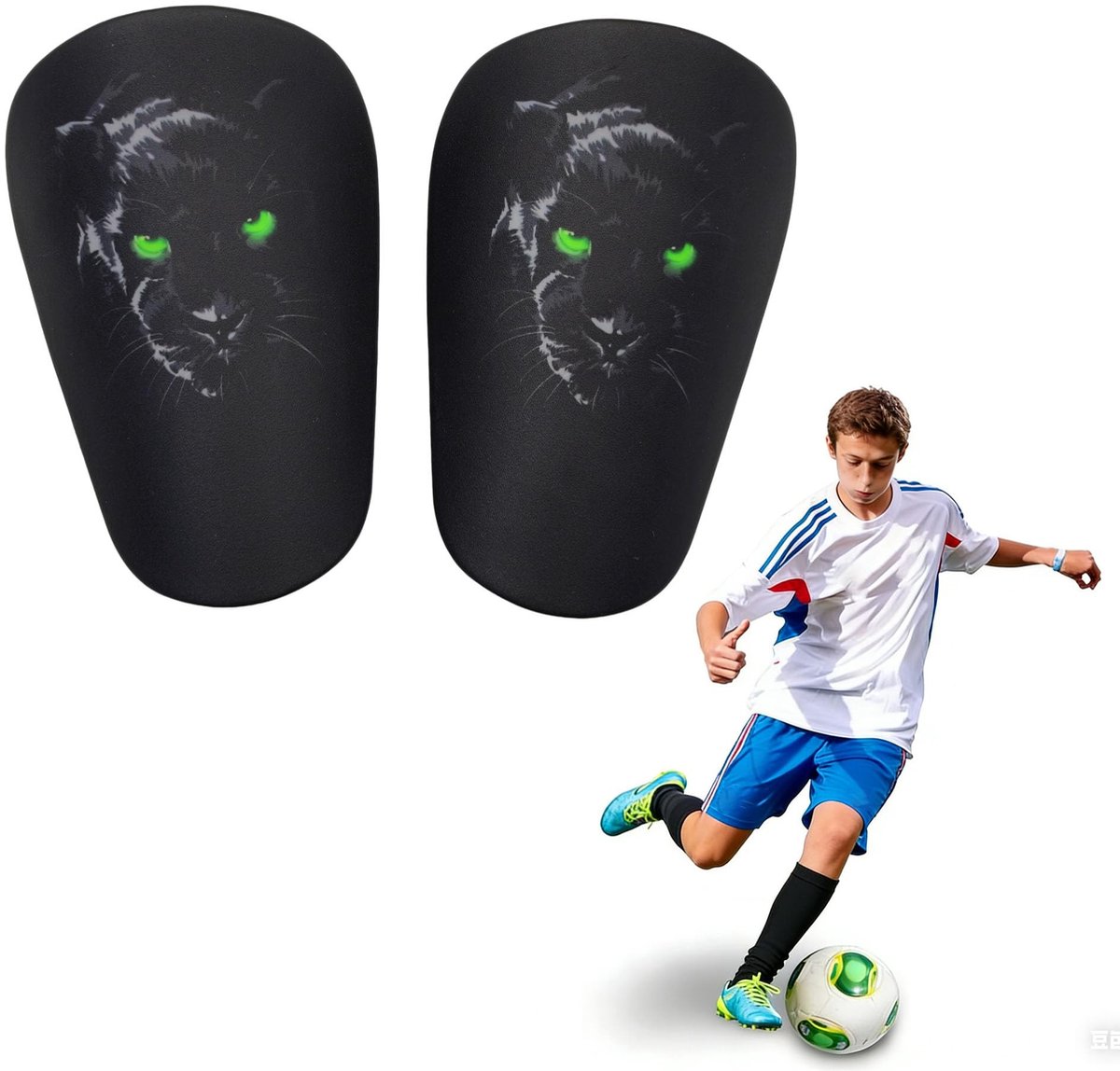 Solidchoice - Kleine Voetbalscheenbeschermer met Panterdesign