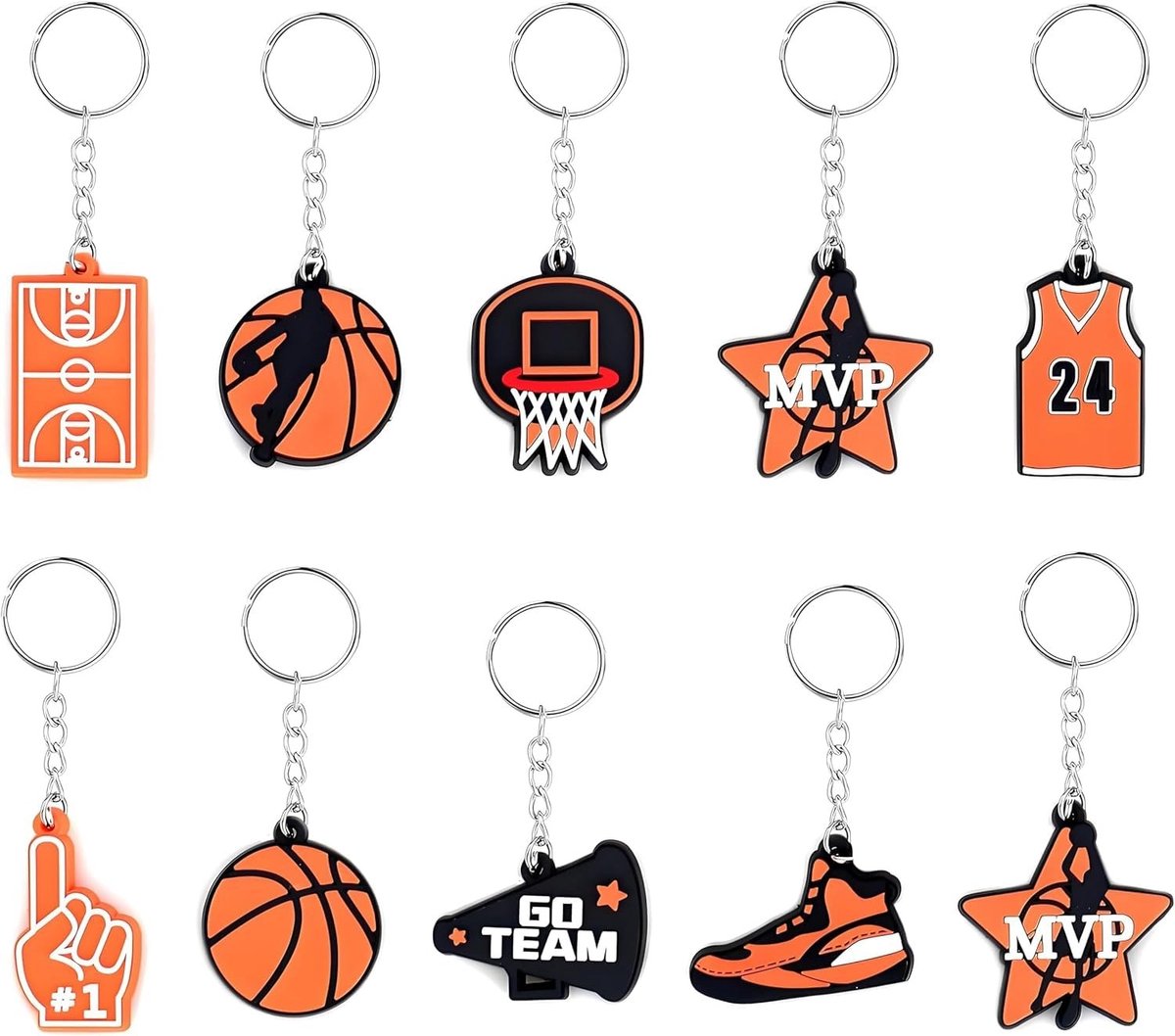 Solidchoice - Set van 10 Basketball Sleutelhangers voor Kinderen