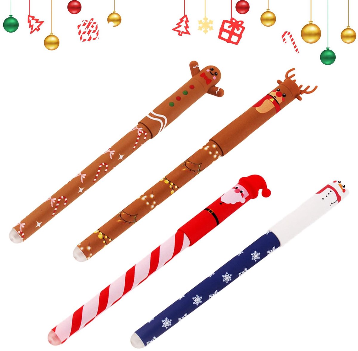 Solidchoice - Erasable Balpen Kerst Set van 4 met Kawaii Ontwerpen