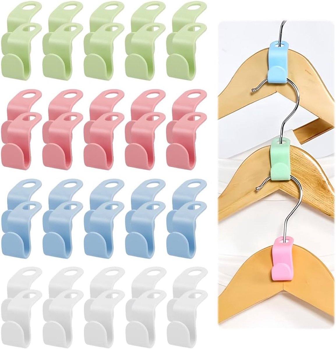 Kledinghangers 40 Stuks - 4 Kleuren - Ruimtebesparend - Voor Jas en Tassen - ShopVlot