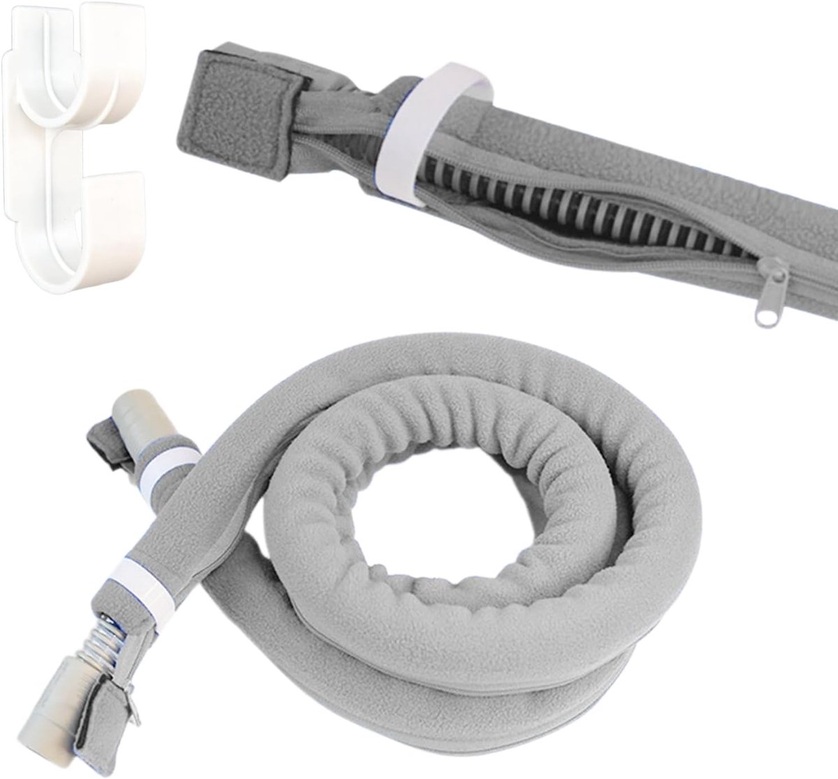 CPAP slanghoes 1,8 m - fleece grijs - met rits en haakjes - voorkomt condensatie - ShopVlot