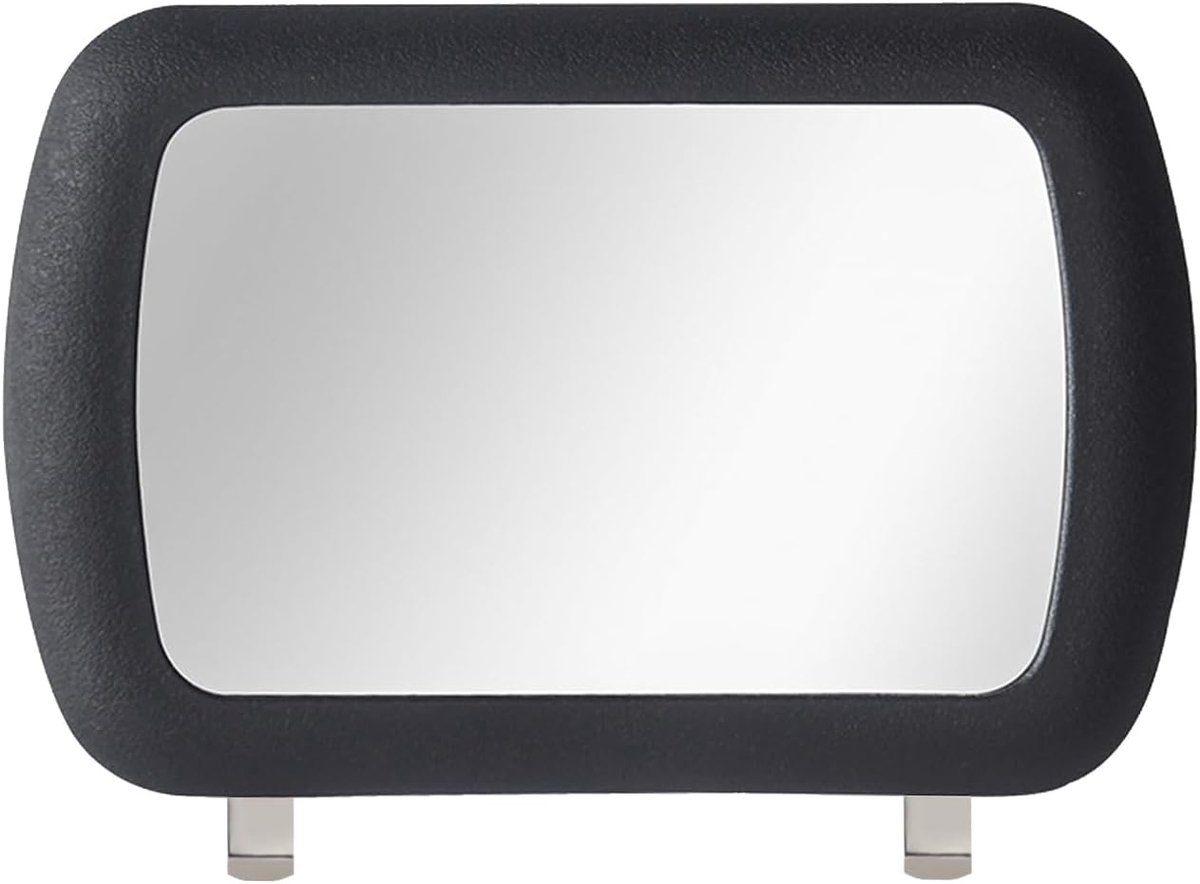 Make up spiegel voor auto - 16 x 11 cm - zwart - met anti-collisie frame - ideaal voor onderweg - ShopVlot