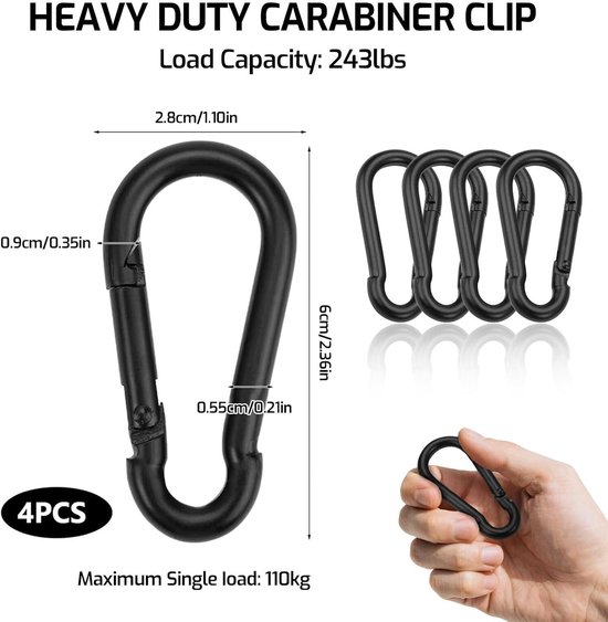 Carabiner 6 x 2.8 cm - RVS - Multifunctioneel - Ideaal voor camping - ShopVlot — afbeelding 4