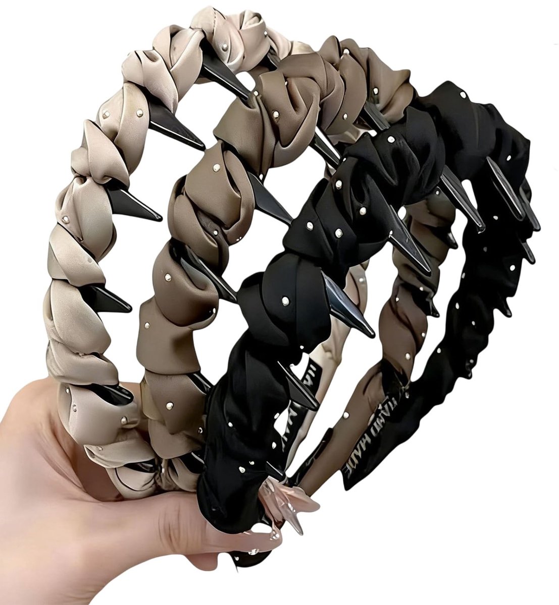 Solidchoice - Gepunktete Haarreif met Clips voor Dames en Meisjes