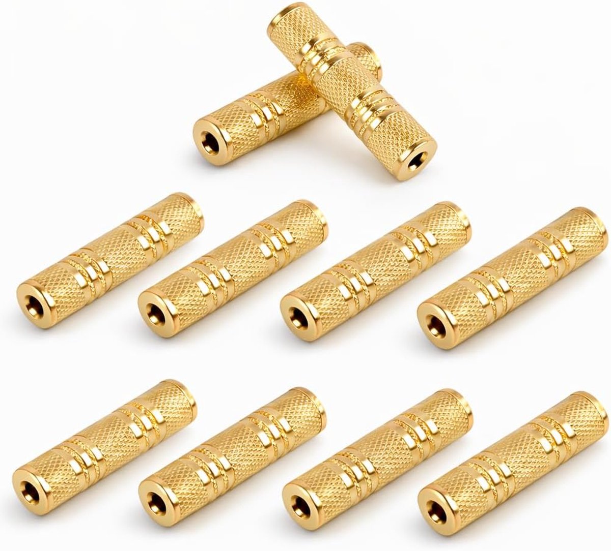 Audio-adapter 3,5 mm stereo - 10 stuks - metalen koppeling - ideaal voor verlenging - ShopVlot