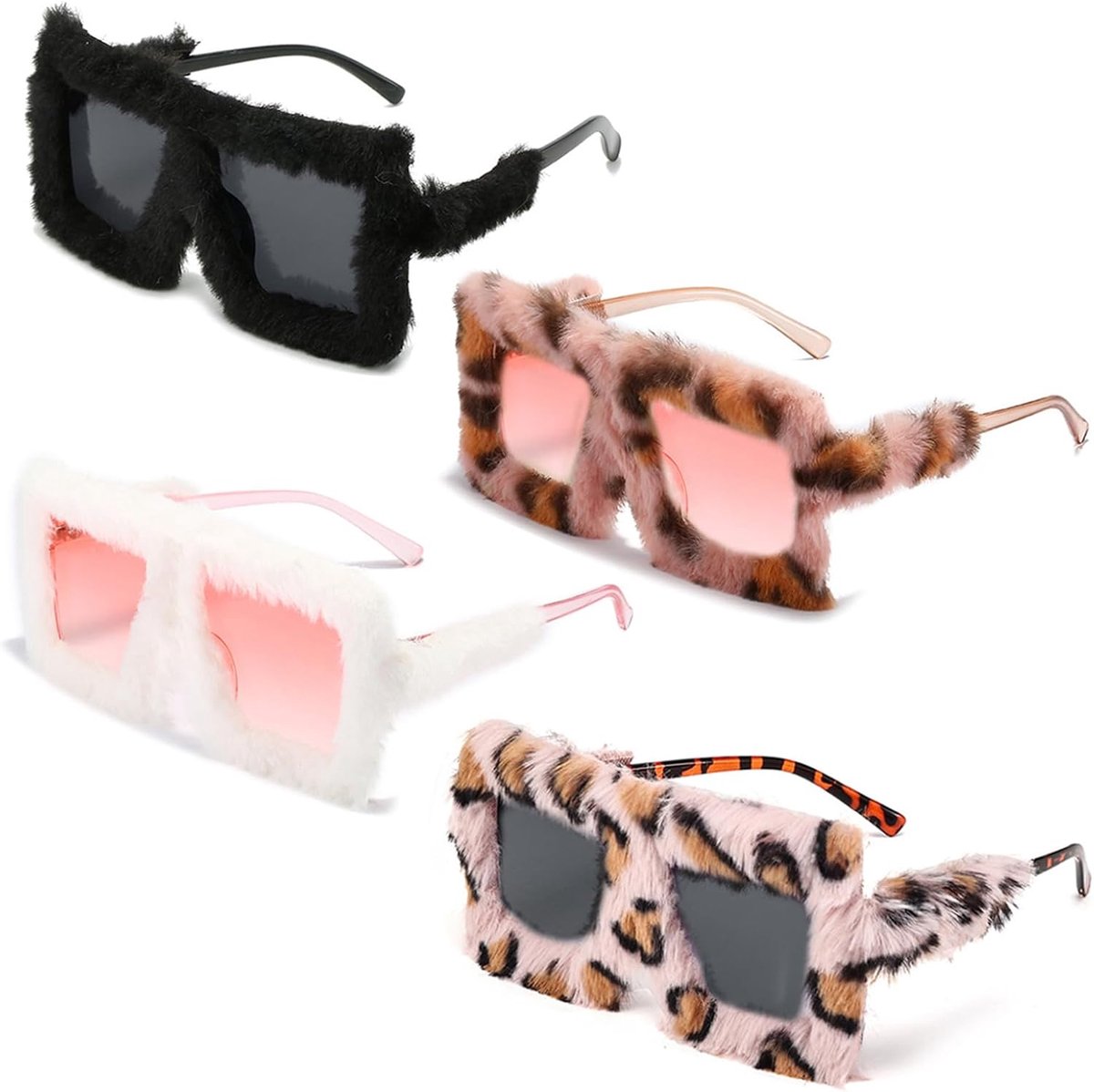 Oversized pluche zonnebril - luipaard pluche - mode kattenogen - ideaal voor feest - ShopVlot
