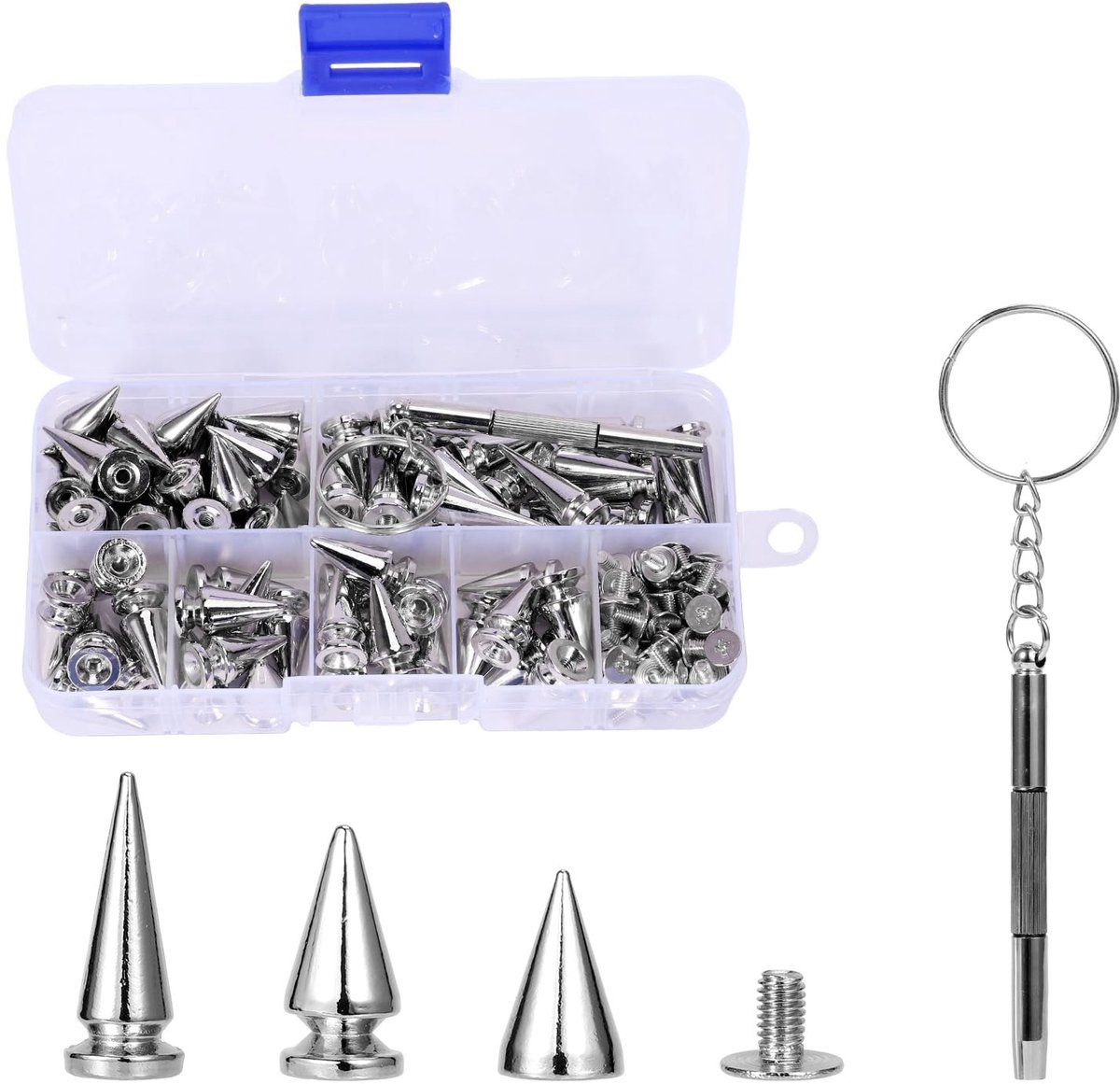 Solidchoice - 80-delige Set Punk Nieten en Studs met Schroevendraaier