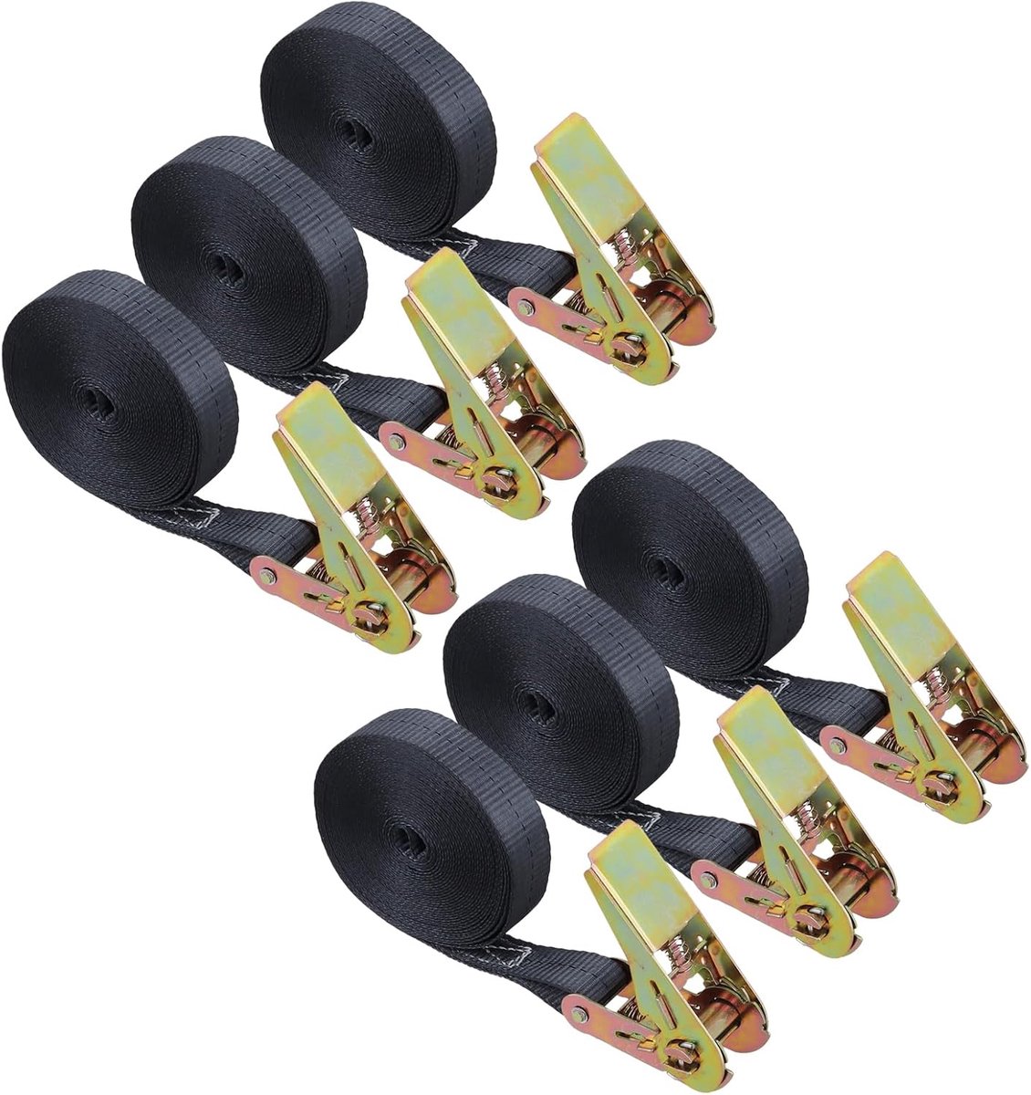 Lashing straps 6 m - zwarte polyester - met ratel - ideaal voor het zekeren van ladingen - ShopVlot