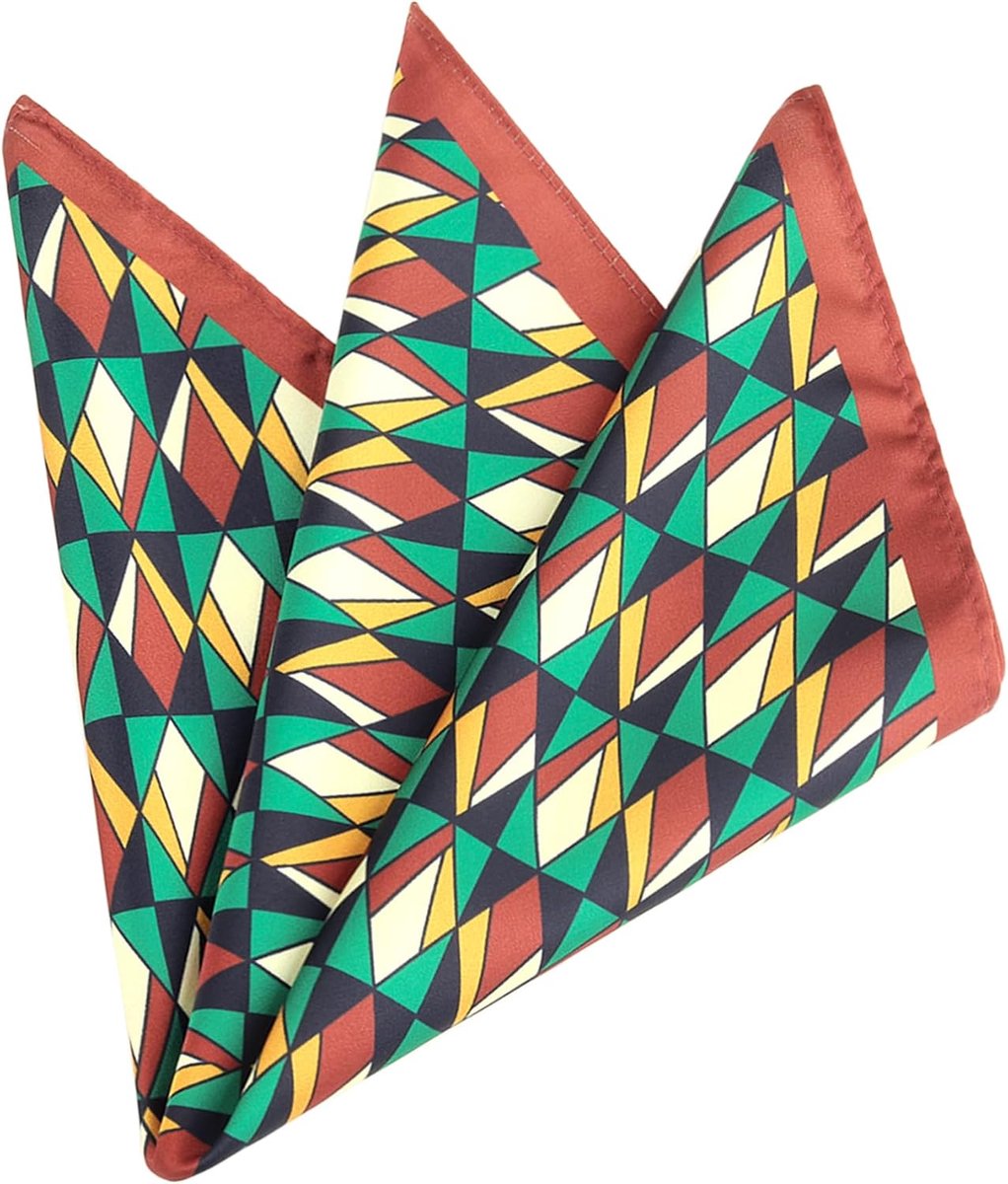 Heren zakdoek 33x33cm - zijdeachtige textuur - kleurrijk retro patroon - perfect voor bruiloften - ShopVlot