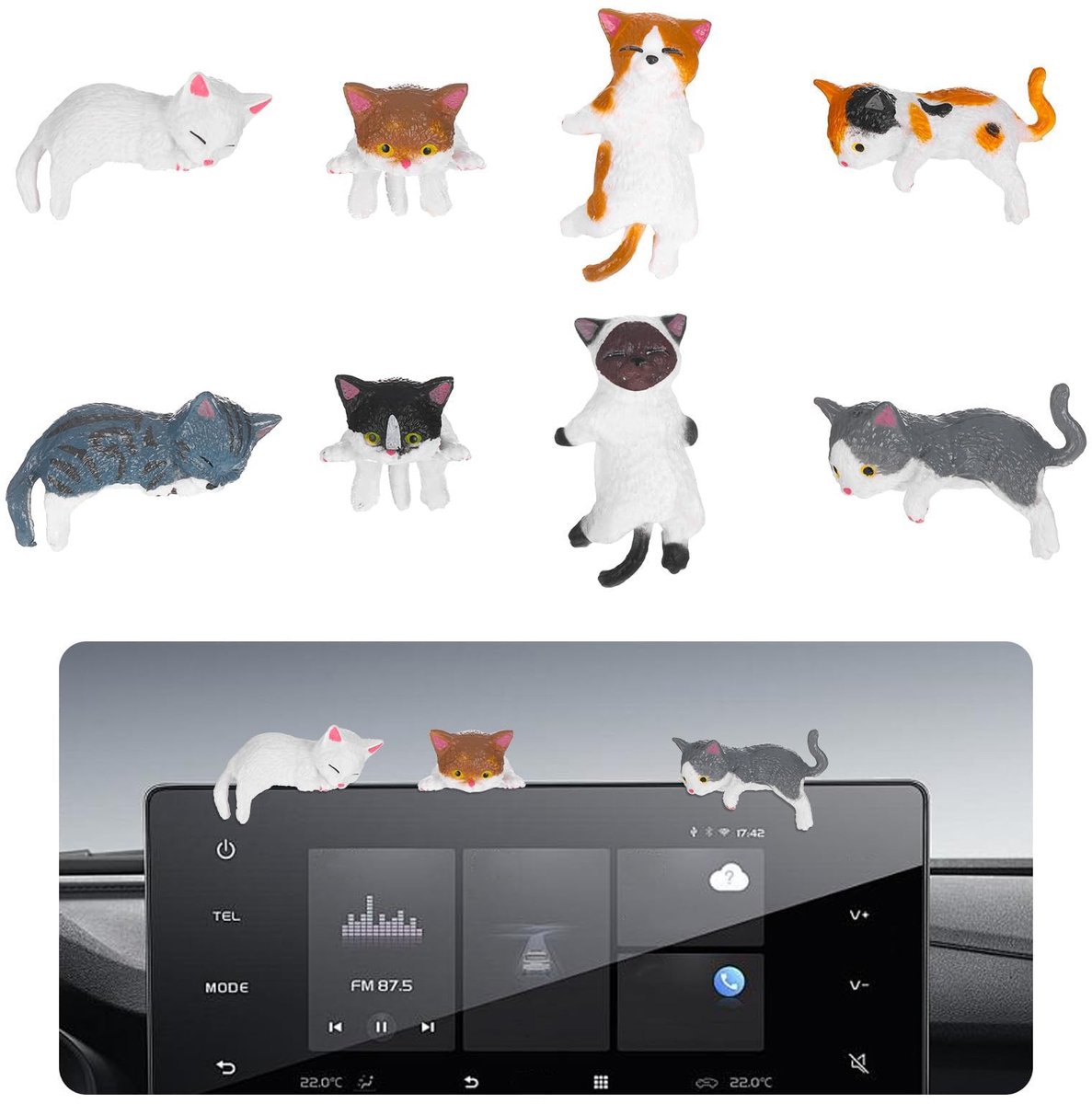 Solidchoice - 10 Stuks Schattige Kat Figuren voor Auto Decoratie
