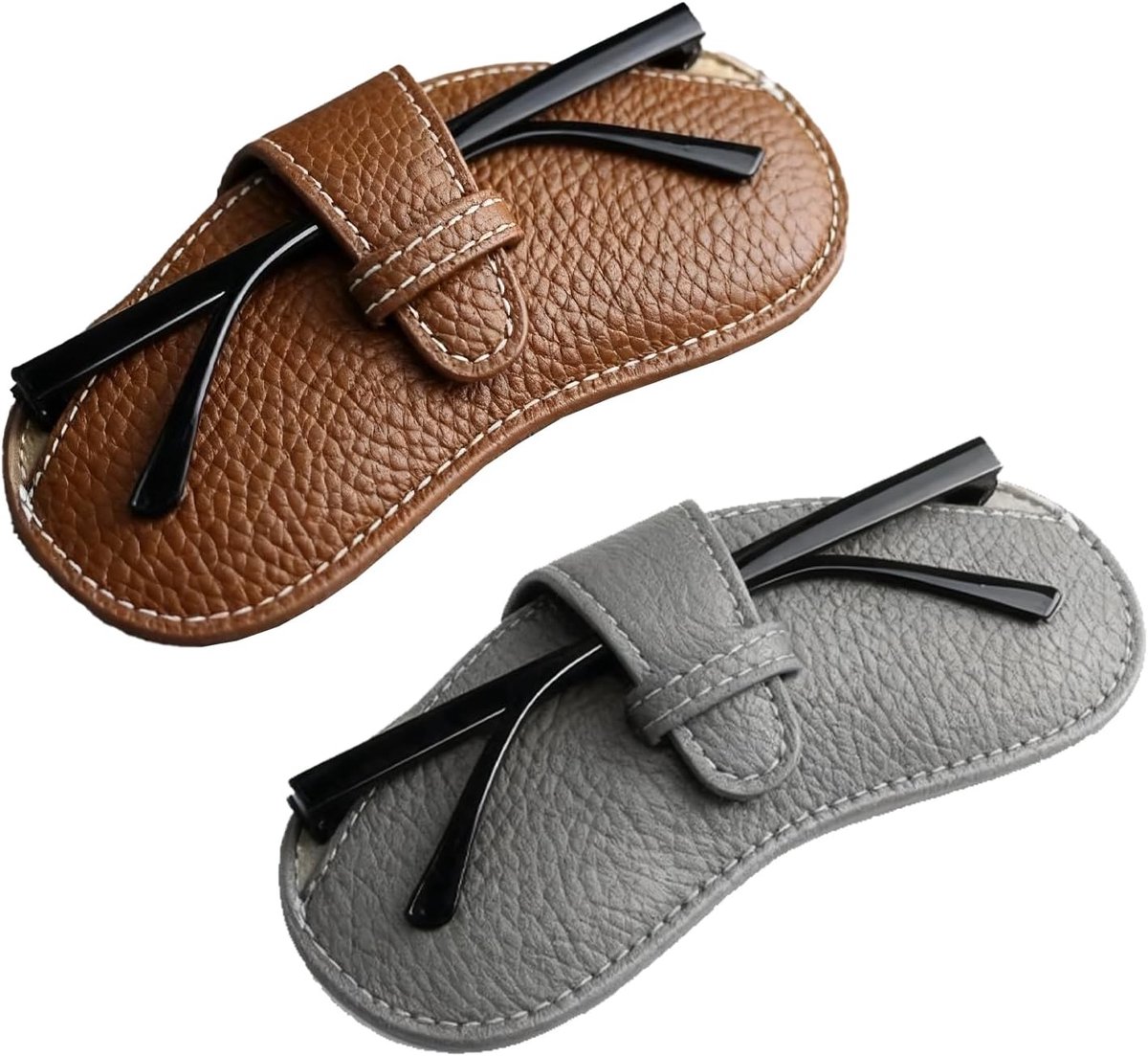 Bril etui 2 stuks - ultra dun - grijs & bruin - beschermende hoes voor eyewear - ShopVlot